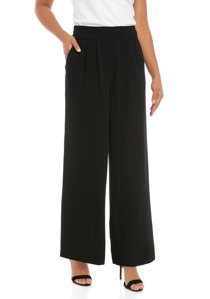 Womens Wide Leg Soft Pleated Pants