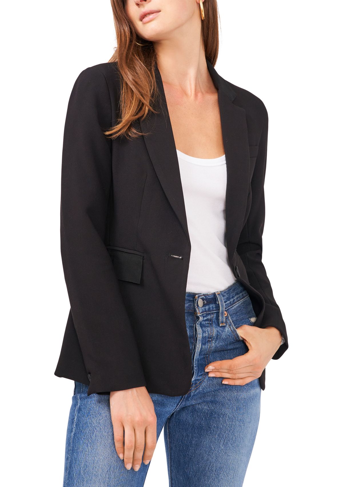 Womens Classic Crepe One Button Blazer