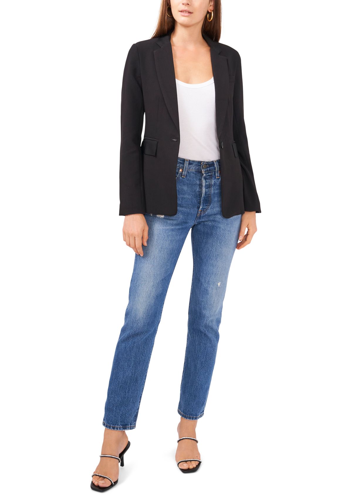 Womens Classic Crepe One Button Blazer