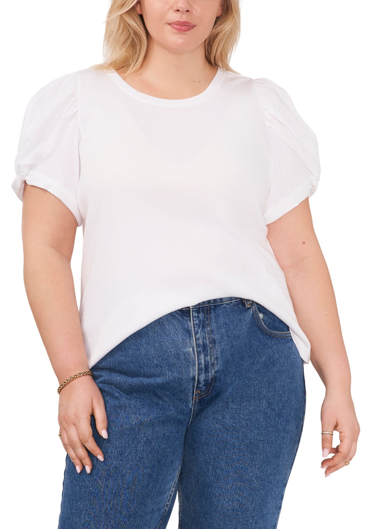 Plus Size Short Puff Sleeve T-Shirt