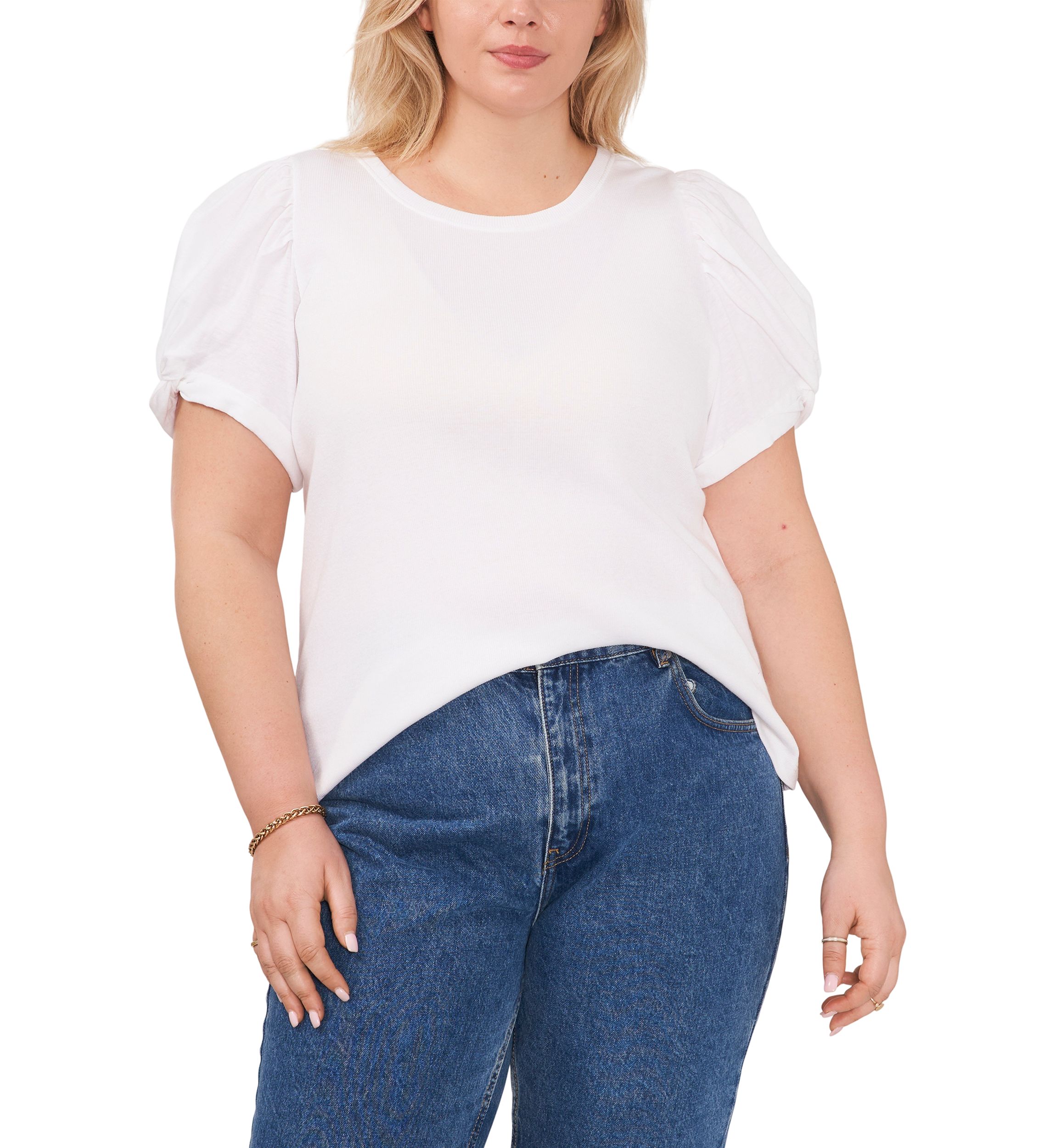 Plus Size Short Puff Sleeve T-Shirt