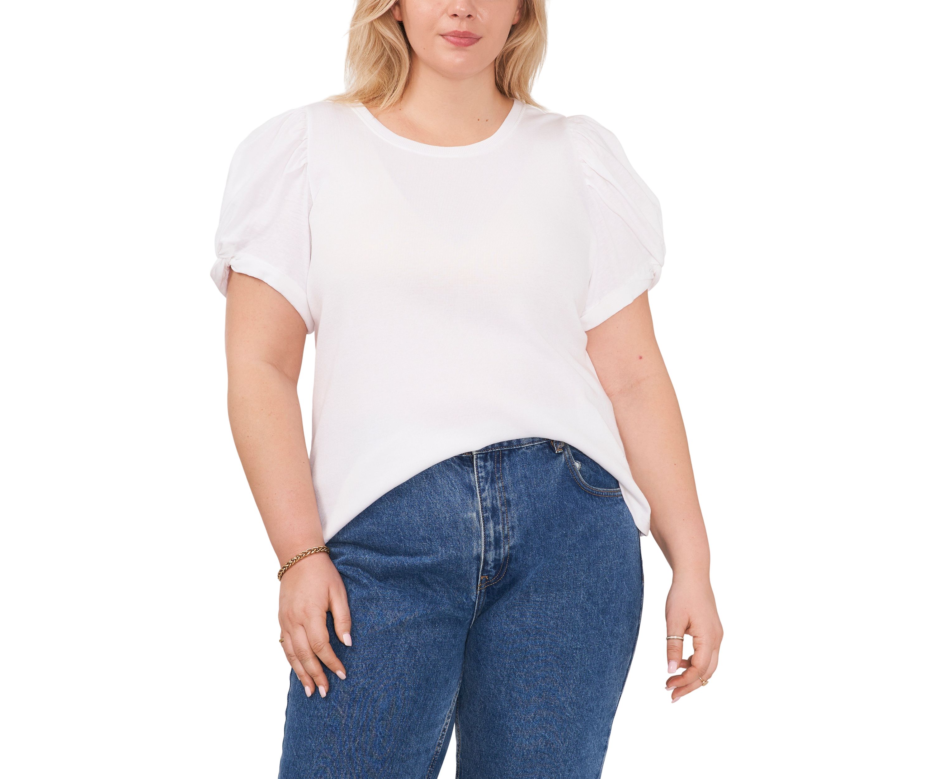 Plus Size Short Puff Sleeve T-Shirt