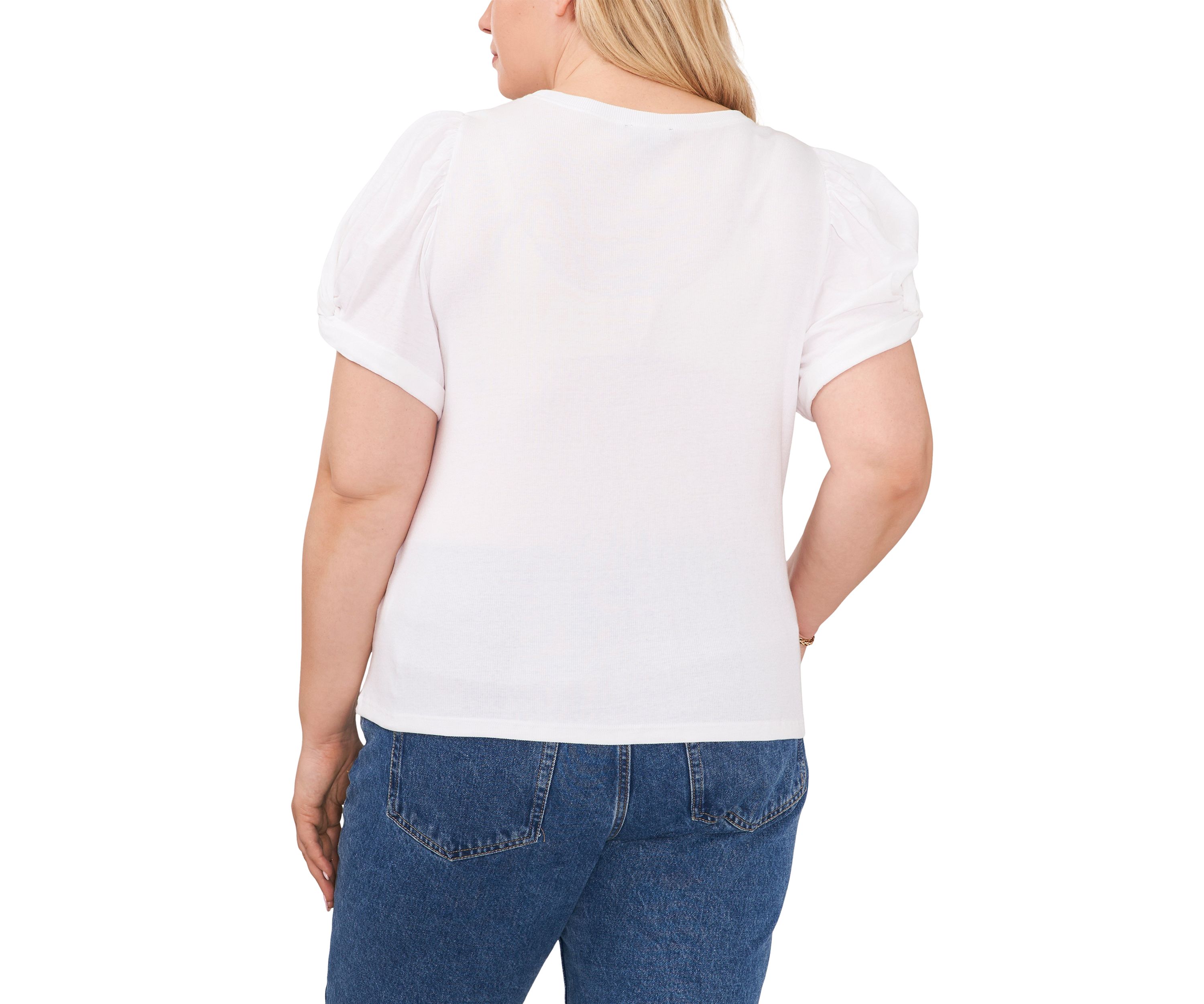Plus Size Short Puff Sleeve T-Shirt