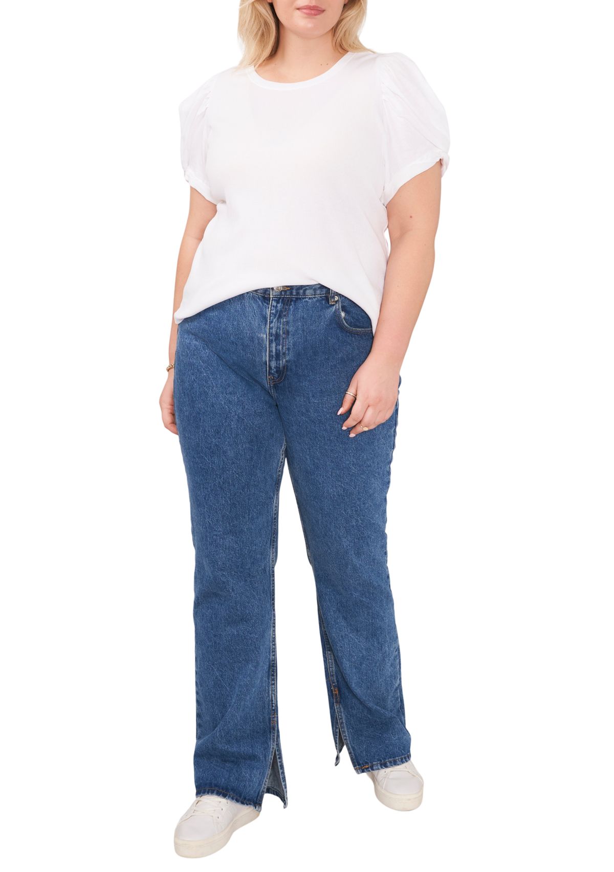 Plus Size Short Puff Sleeve T-Shirt