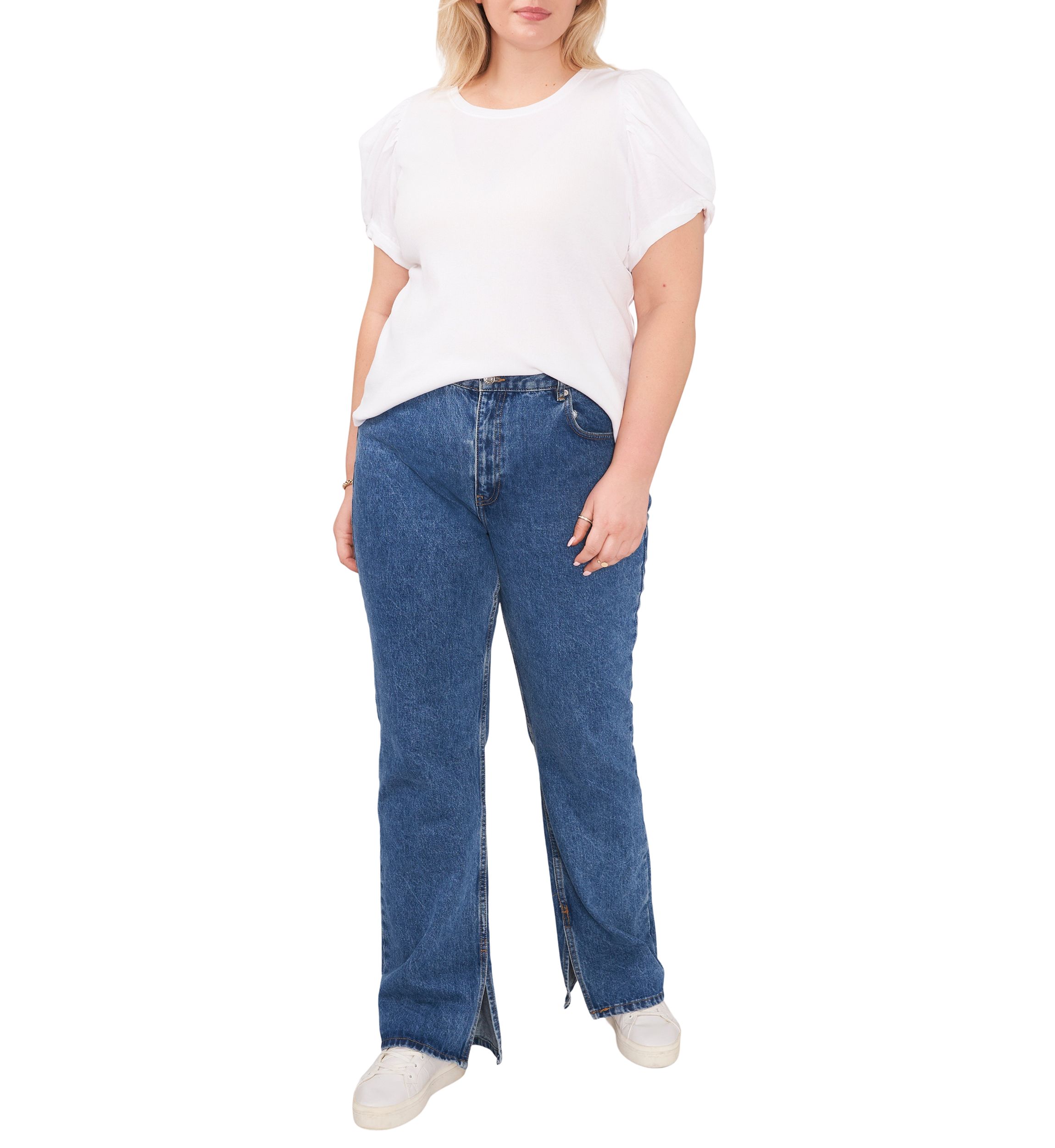 Plus Size Short Puff Sleeve T-Shirt