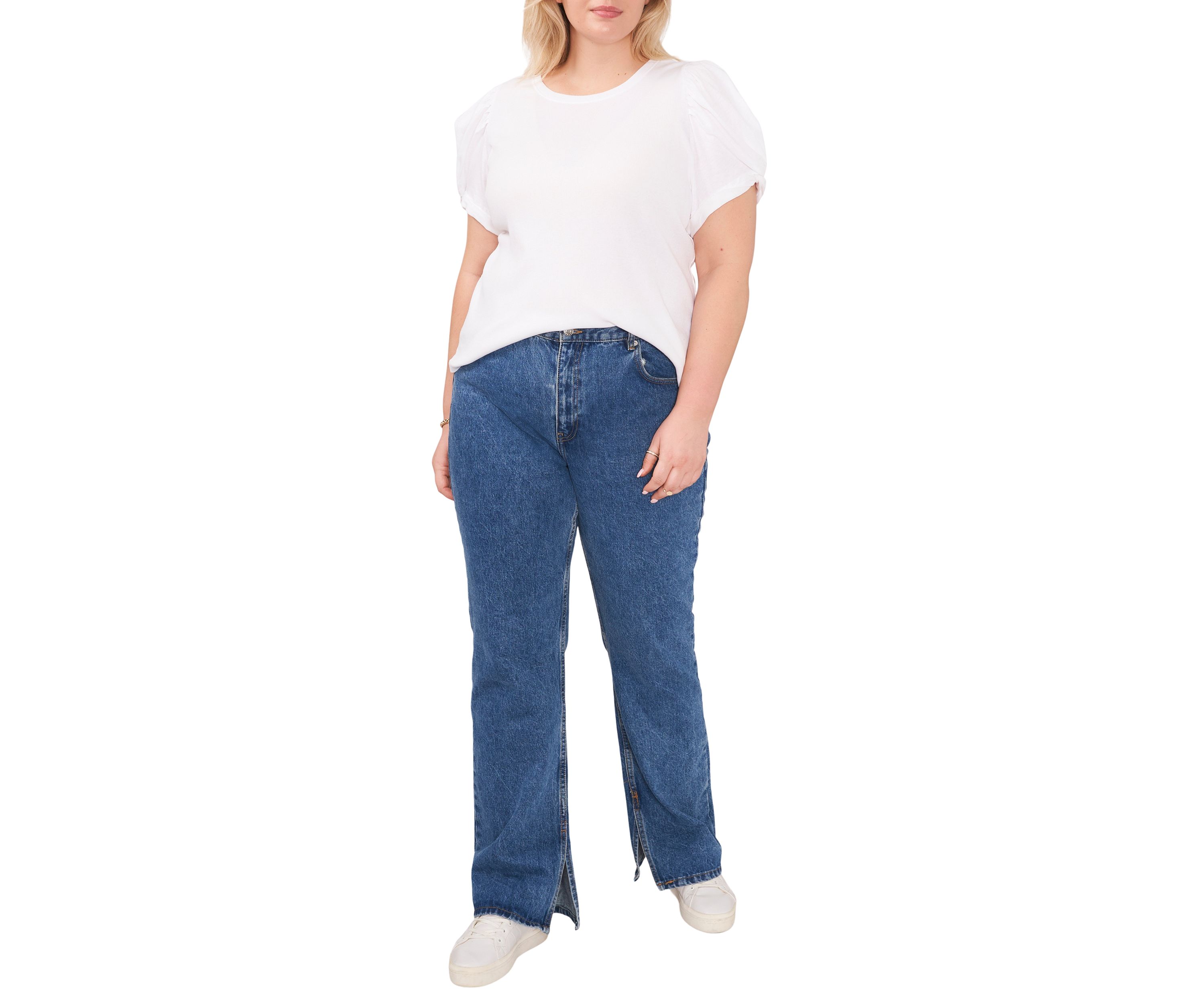 Plus Size Short Puff Sleeve T-Shirt
