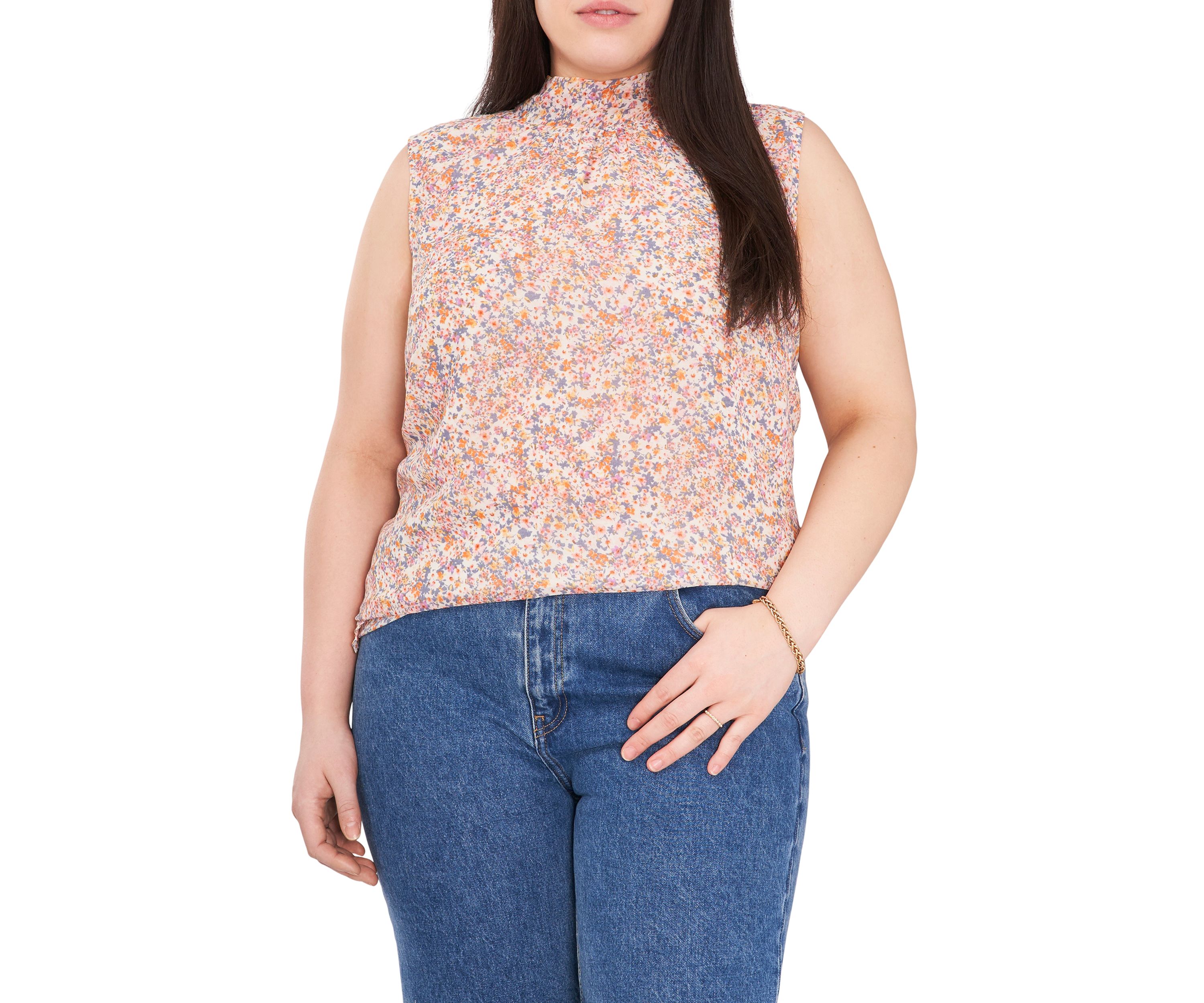 Plus Size Mock Neck Floral Top 