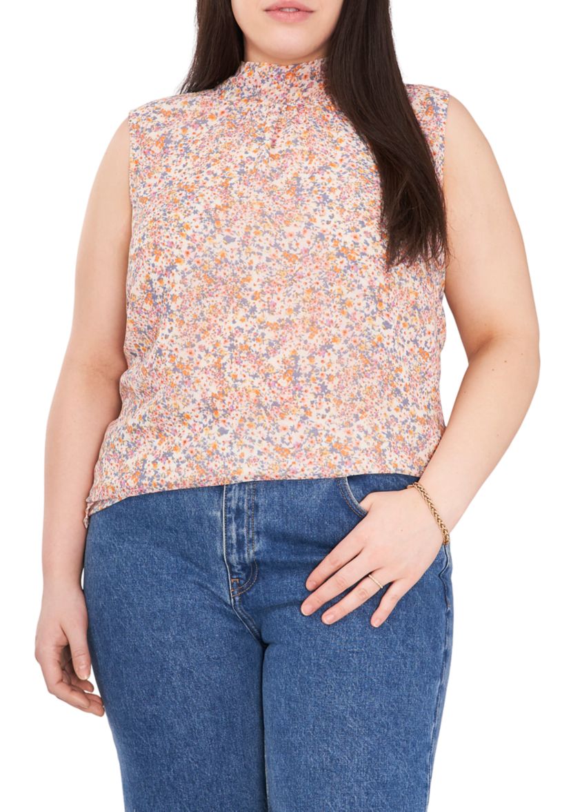 Plus Size Mock Neck Floral Top 