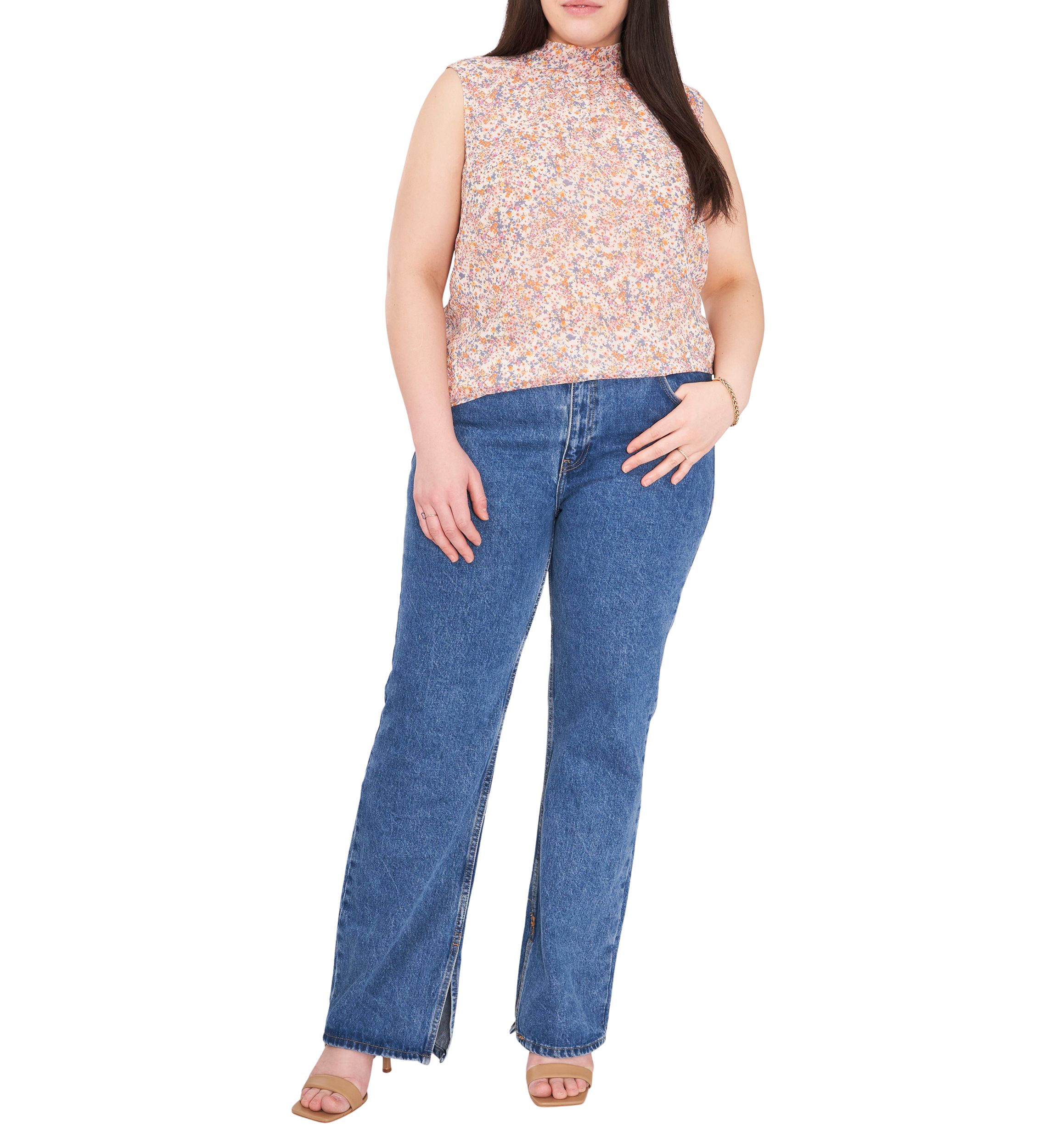 Plus Size Mock Neck Floral Top 
