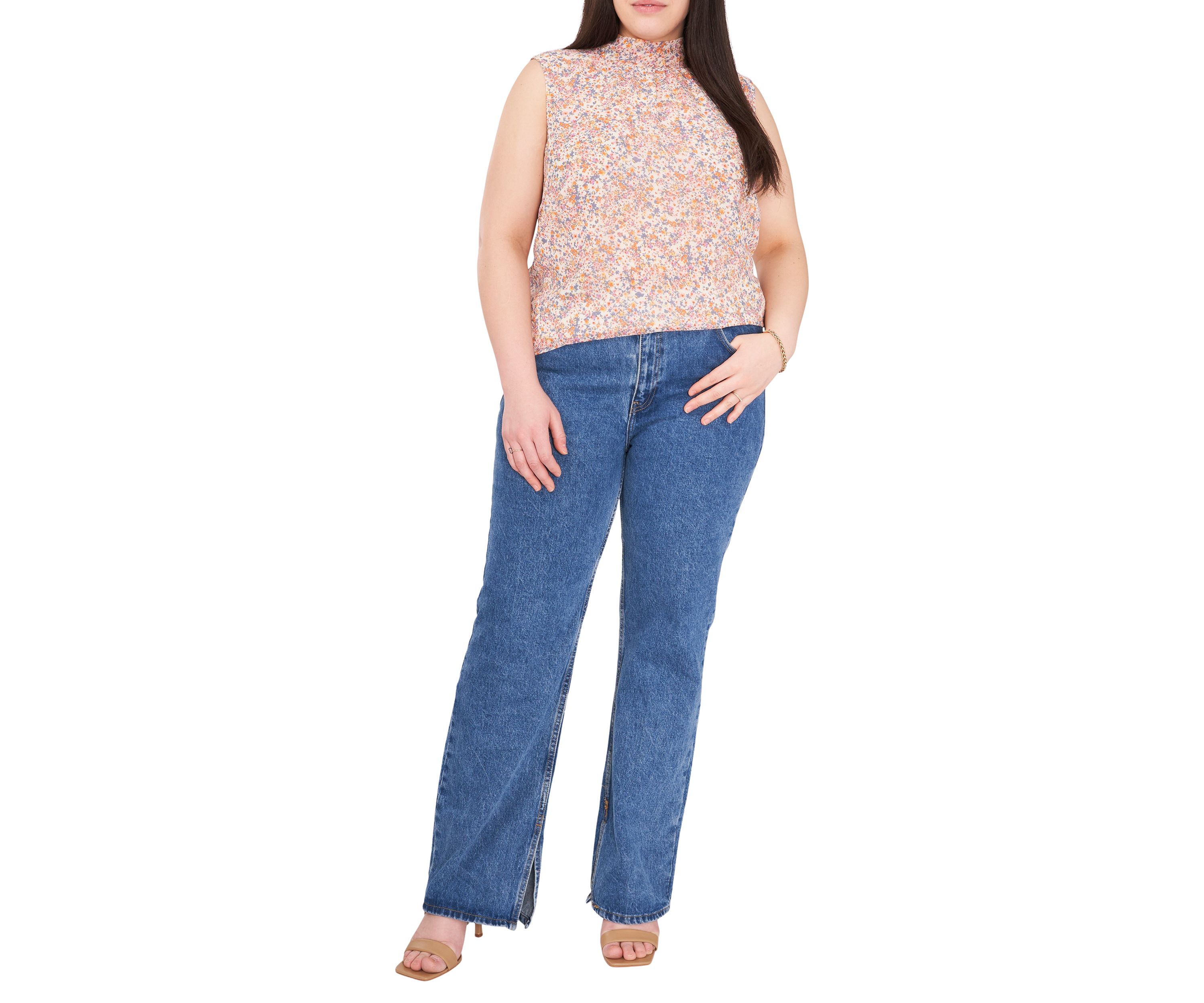 Plus Size Mock Neck Floral Top 