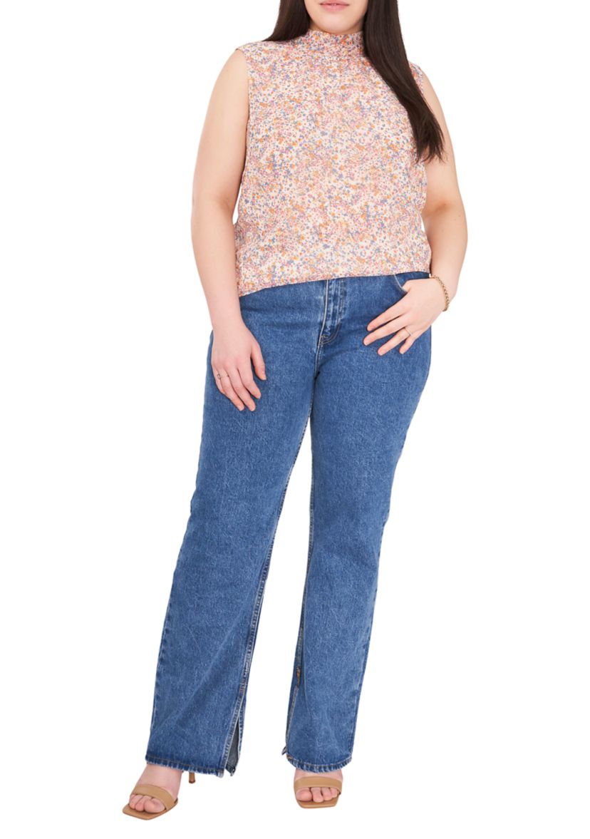 Plus Size Mock Neck Floral Top 