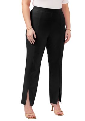 CeCe Slit Hem Ponte Straight Leg Pants