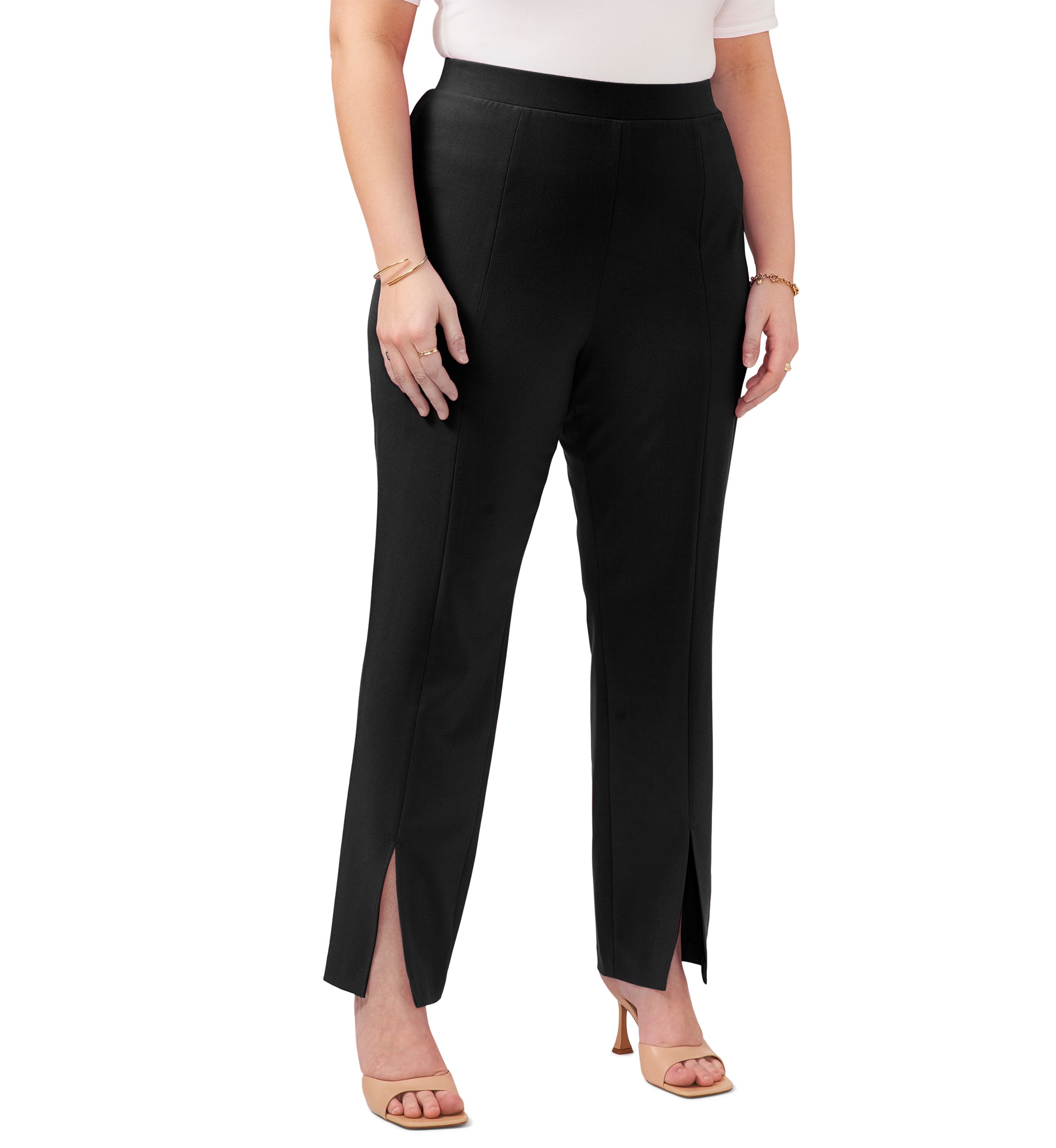 Plus Size Front Slit Pants 