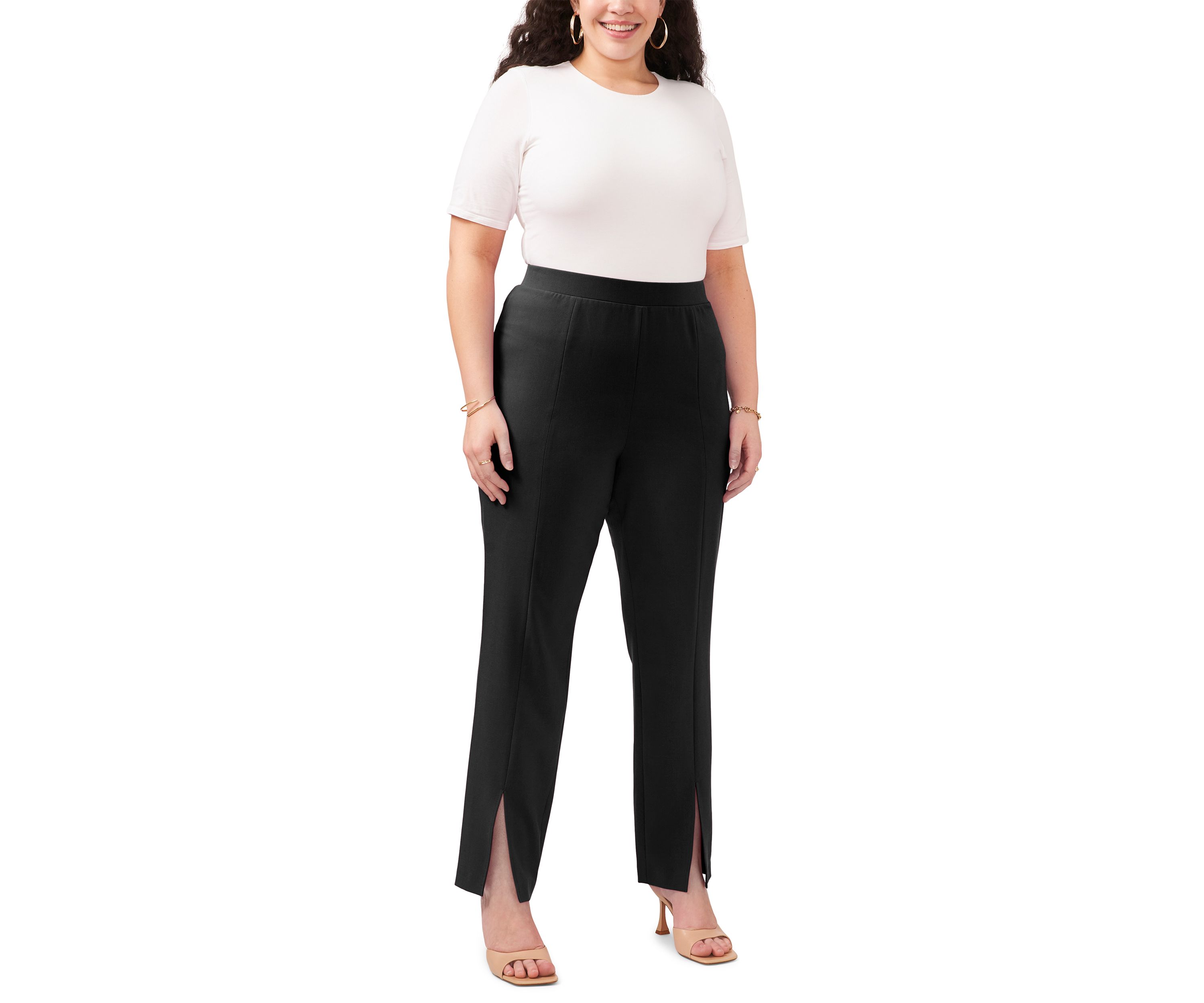 Plus Size Front Slit Pants 