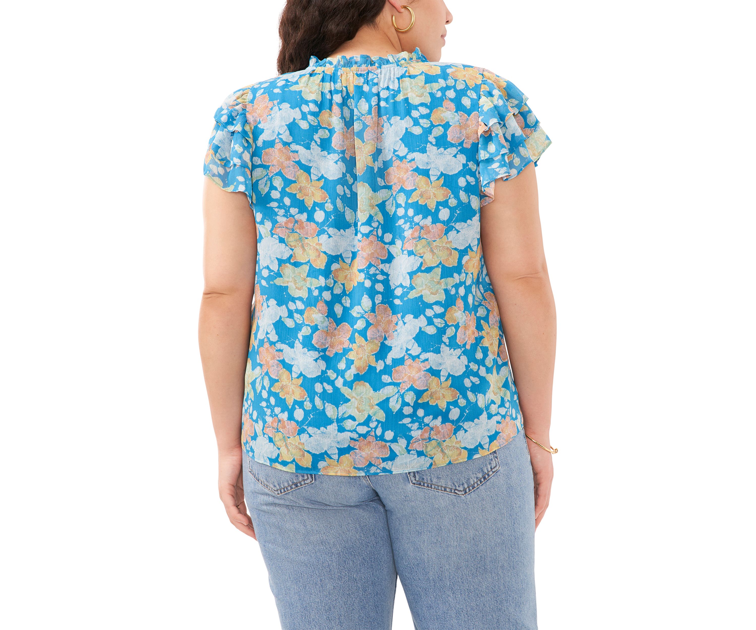Plus Size Short Sleeve V-Neck Top