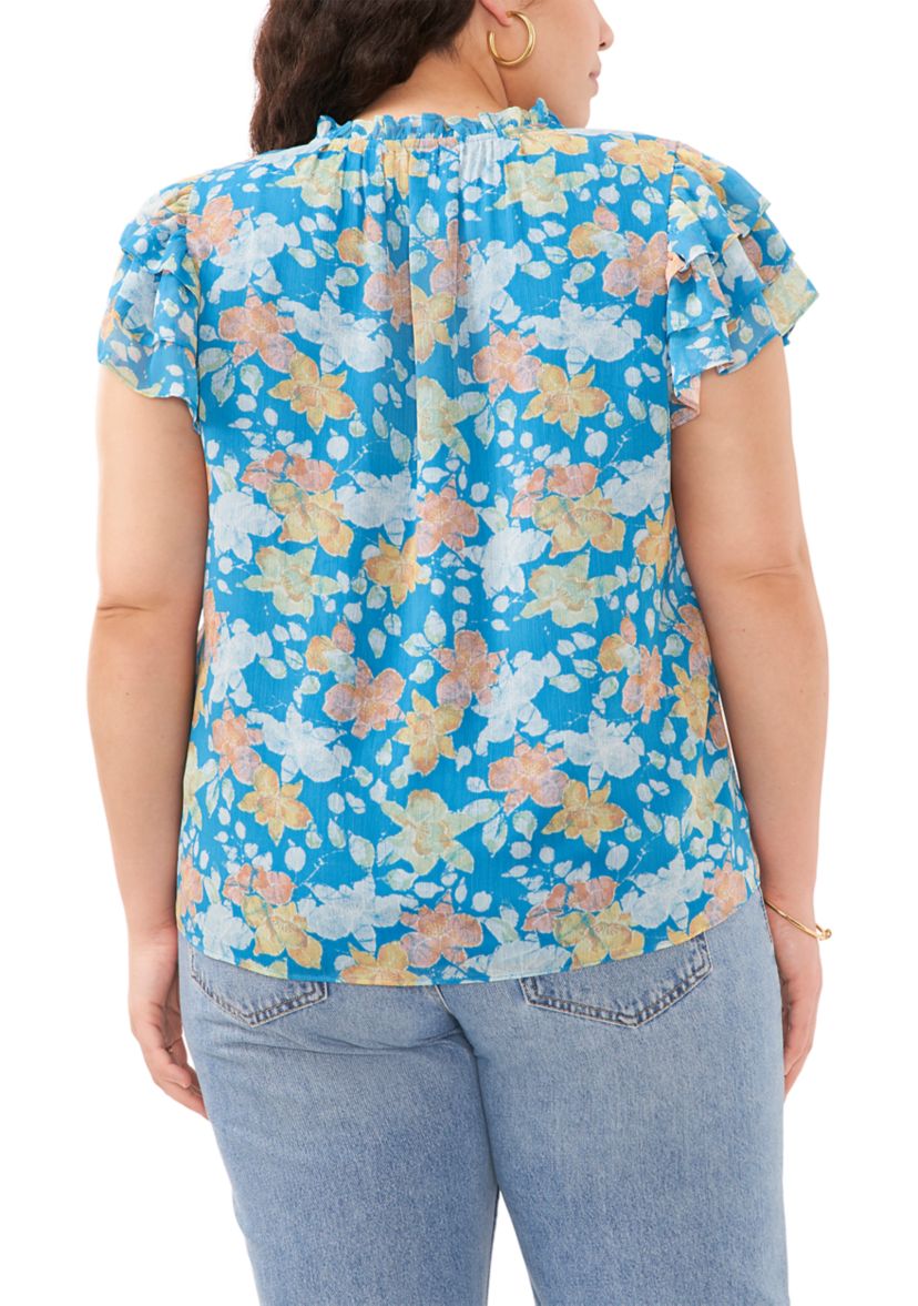 Plus Size Short Sleeve V-Neck Top