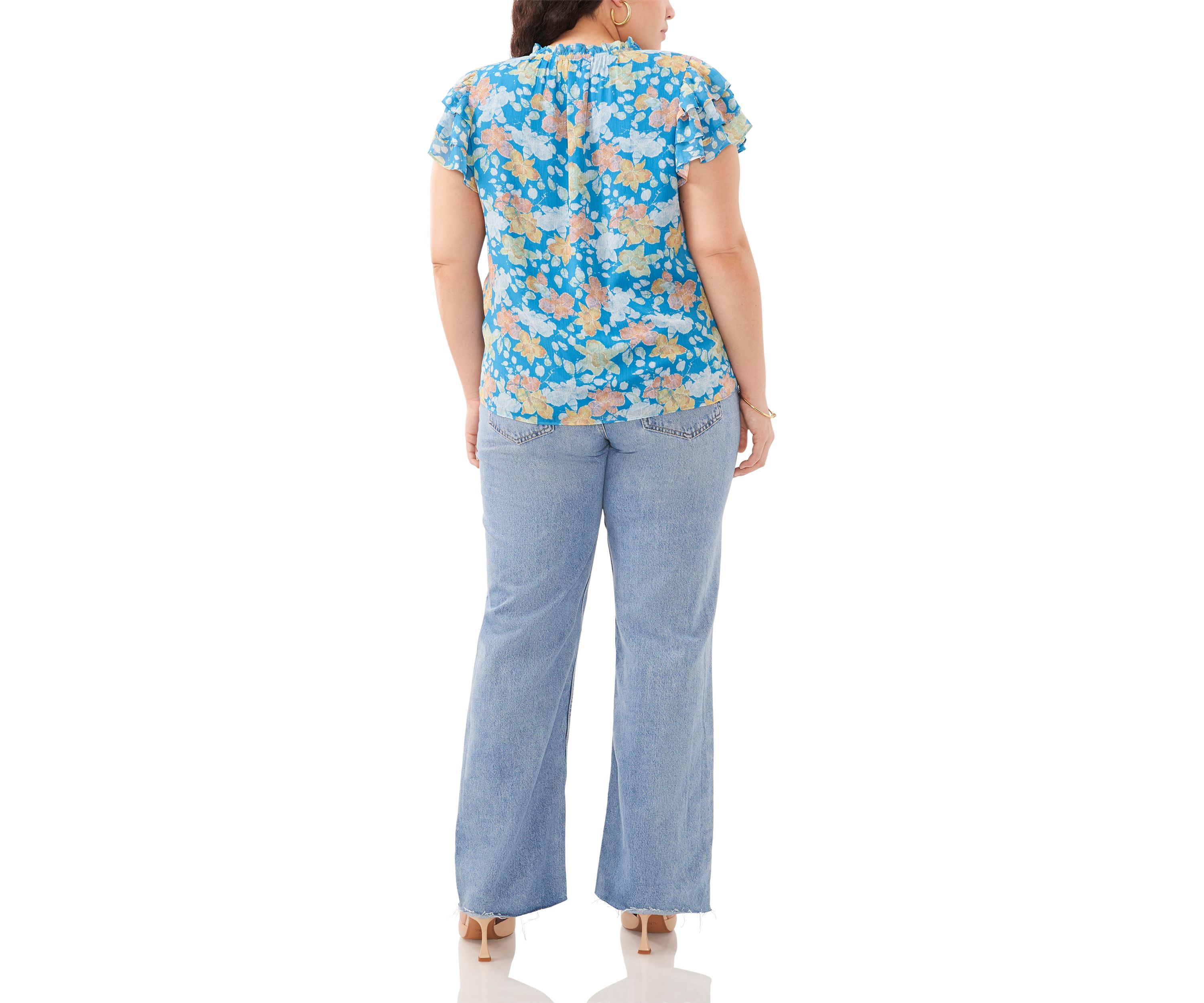 Plus Size Short Sleeve V-Neck Top