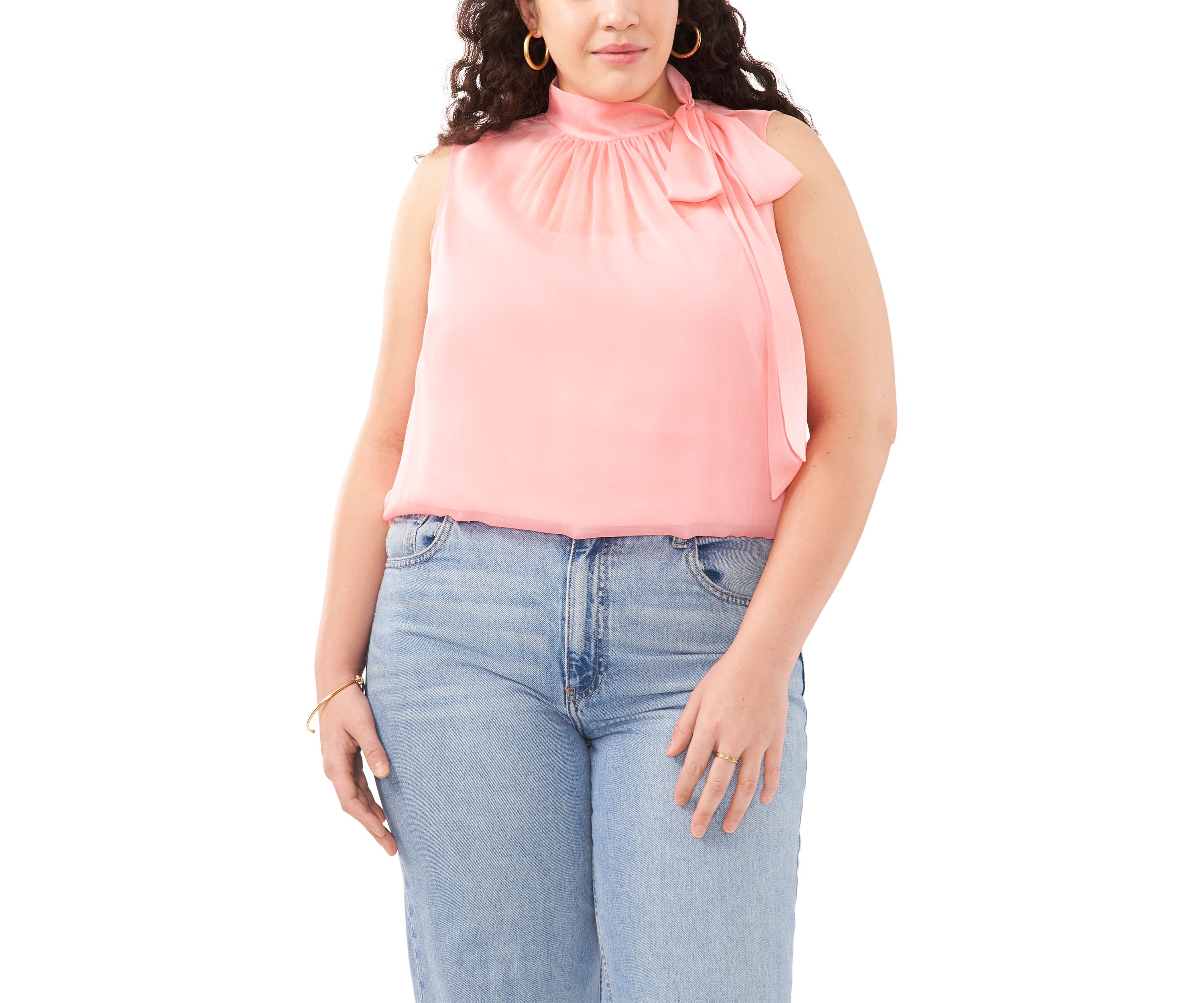 Plus Size Halter Tie Neck Woven Top