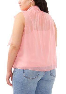 Plus Halter Tie Neck Woven Top