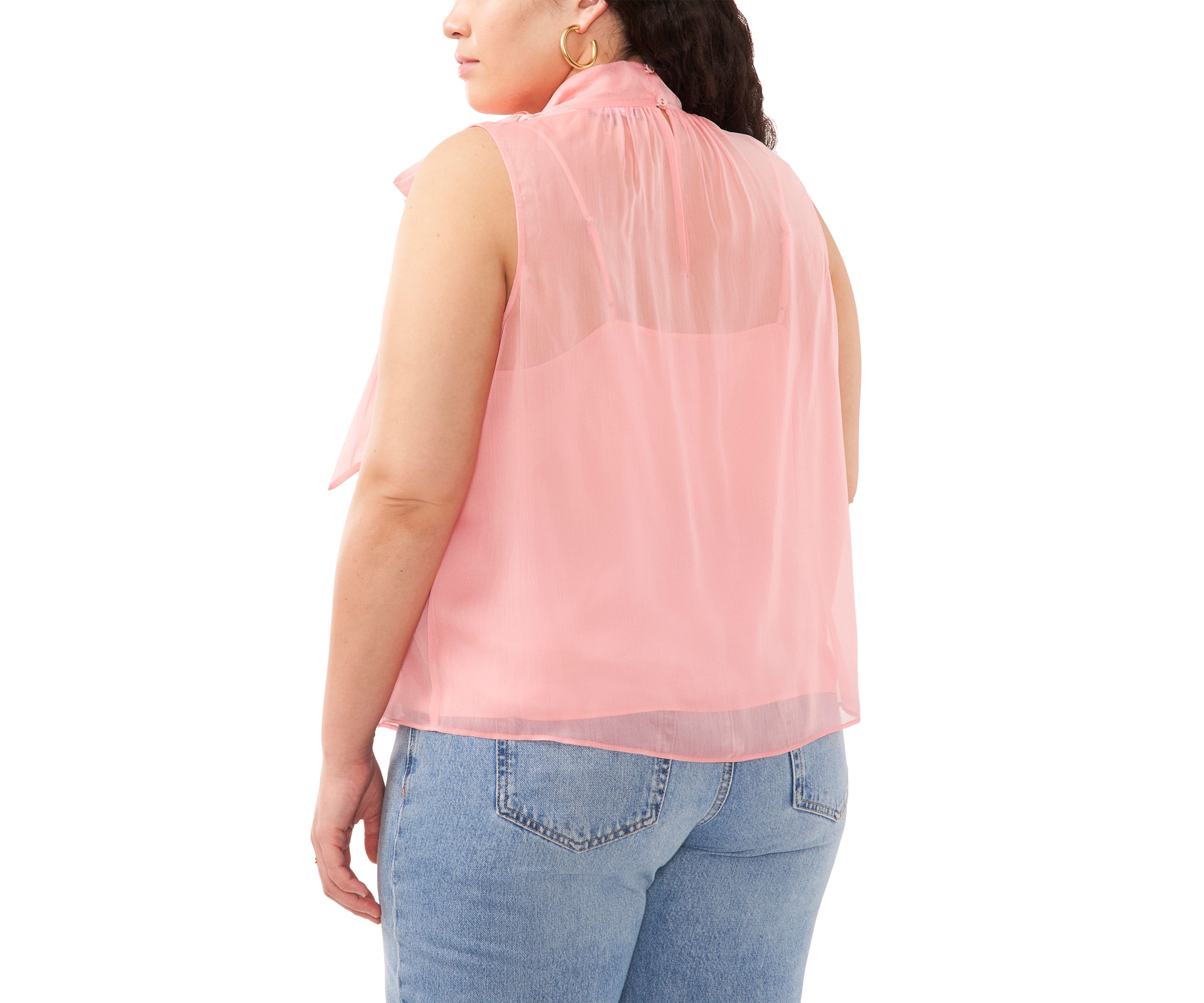 Plus Size Halter Tie Neck Woven Top