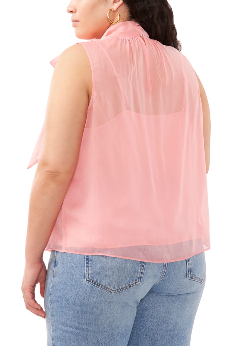 Plus Size Halter Tie Neck Woven Top