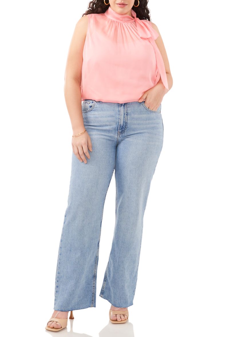 Plus Size Halter Tie Neck Woven Top