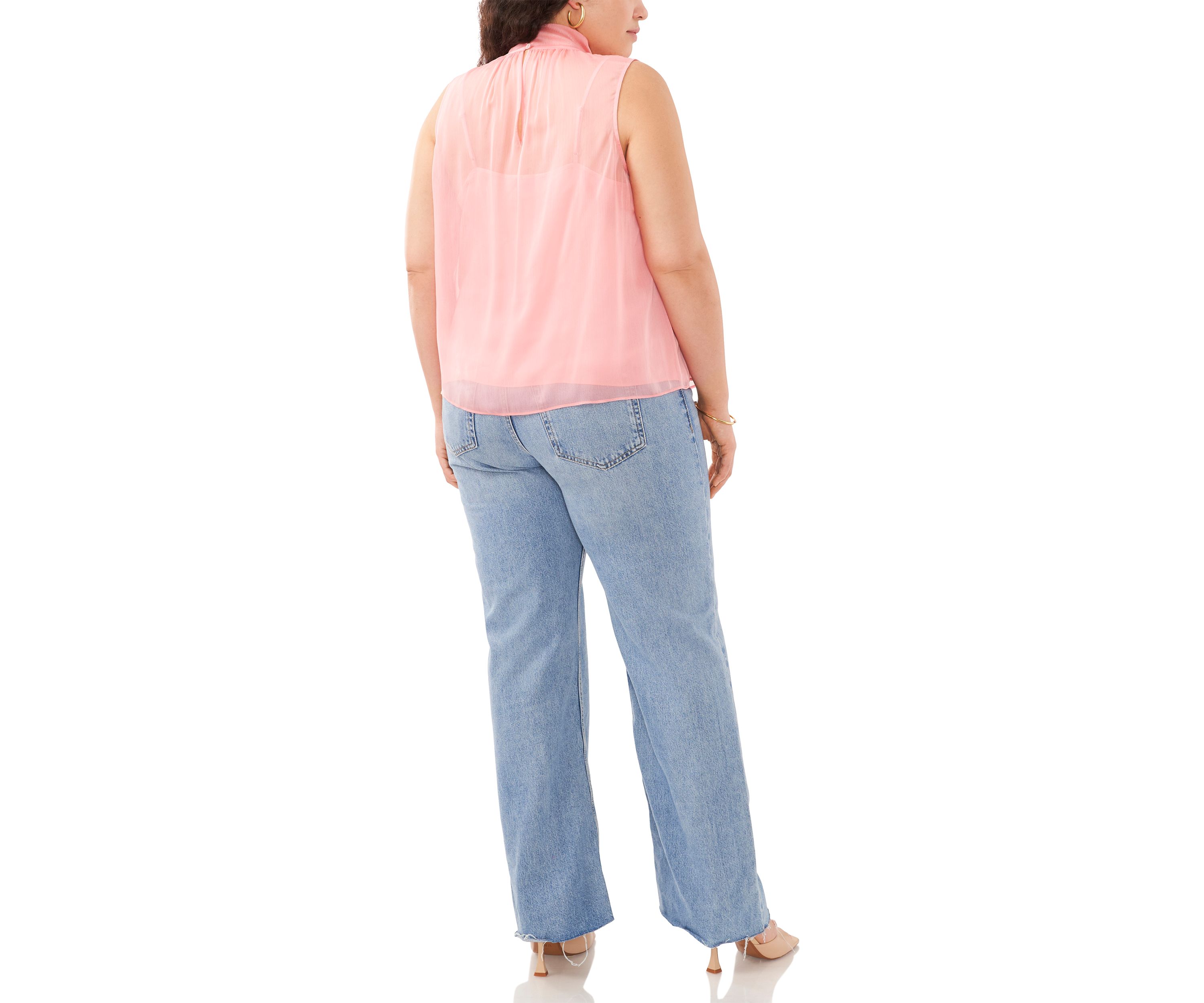 Plus Size Halter Tie Neck Woven Top
