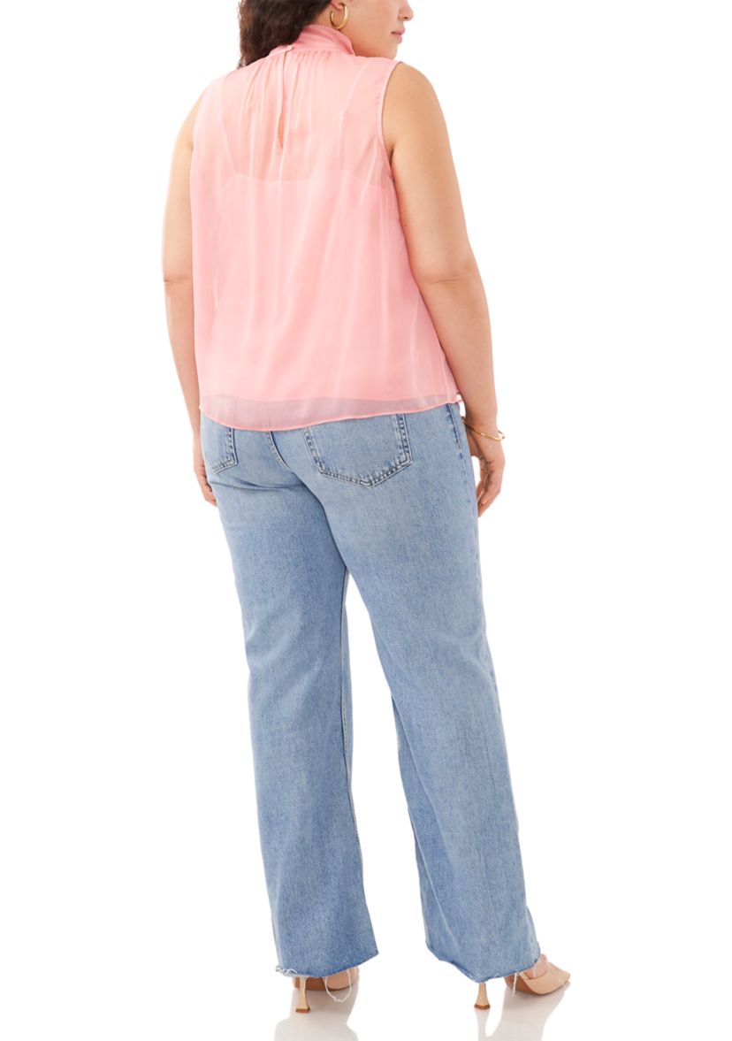 Plus Size Halter Tie Neck Woven Top