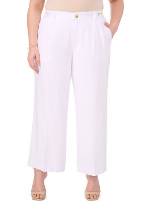 Plus Button Detail Wide Leg Pants