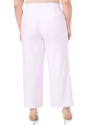 Plus Button Detail Wide Leg Pants