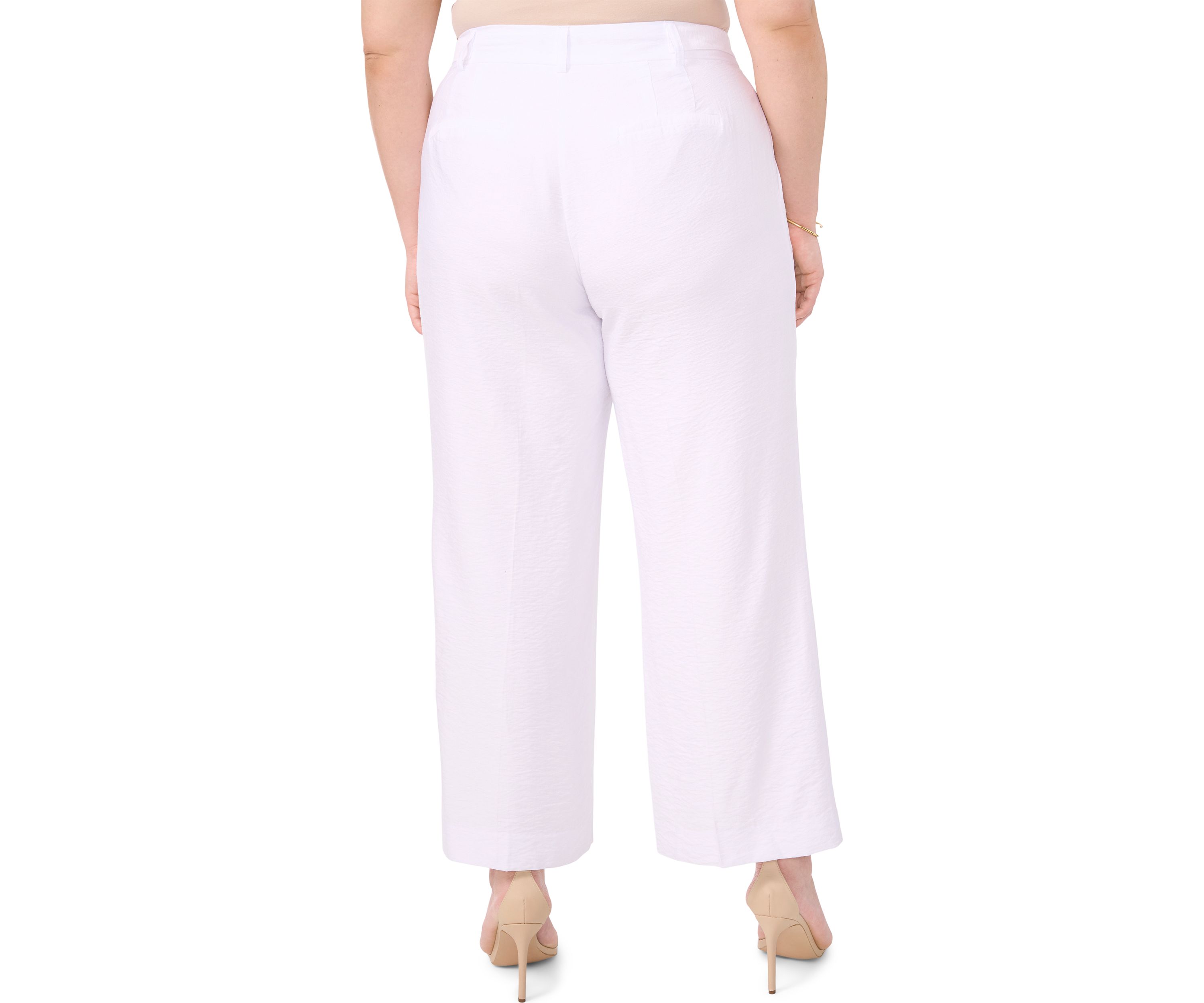 Plus Size Button Detail Wide Leg Pants
