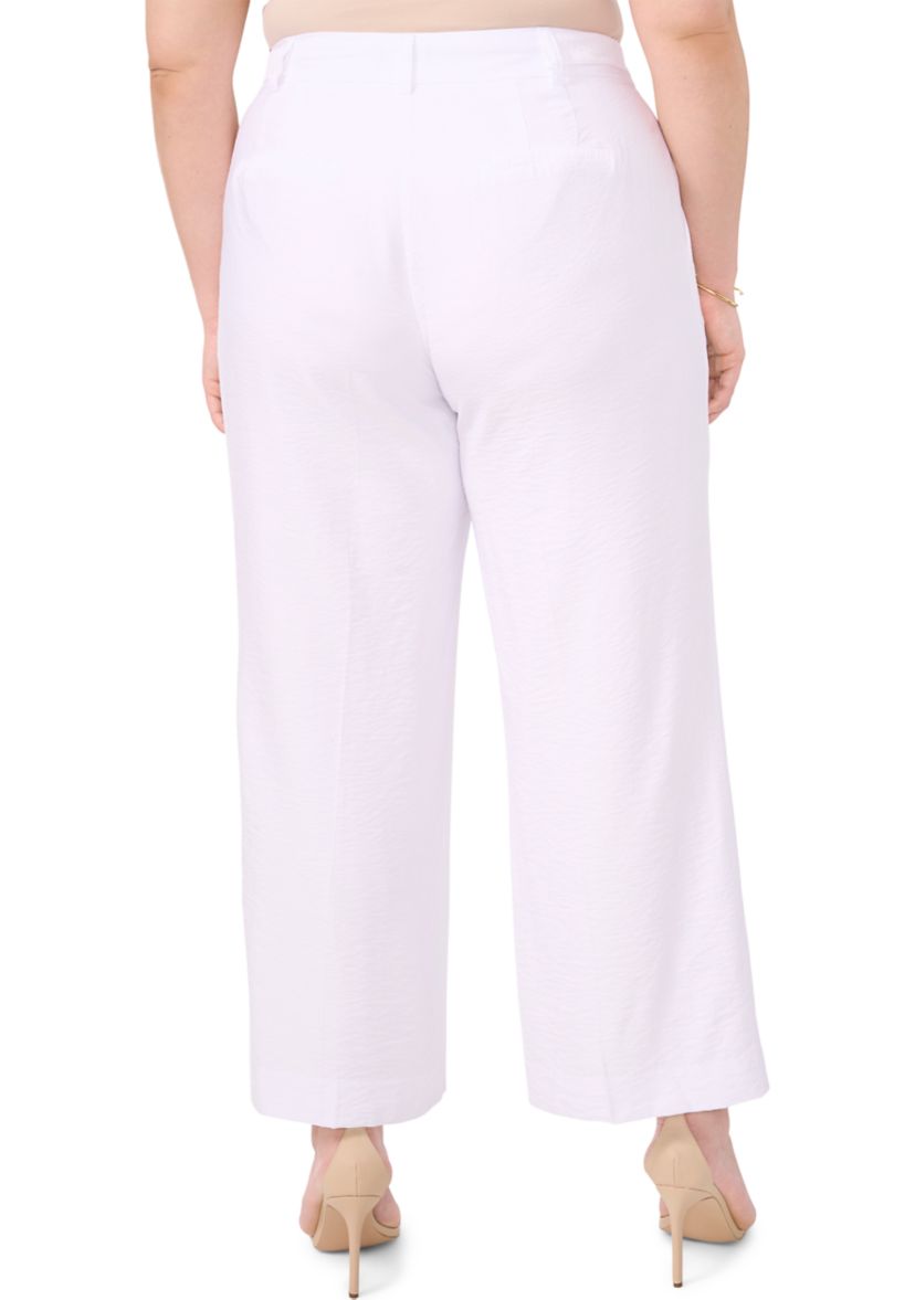 Plus Size Button Detail Wide Leg Pants