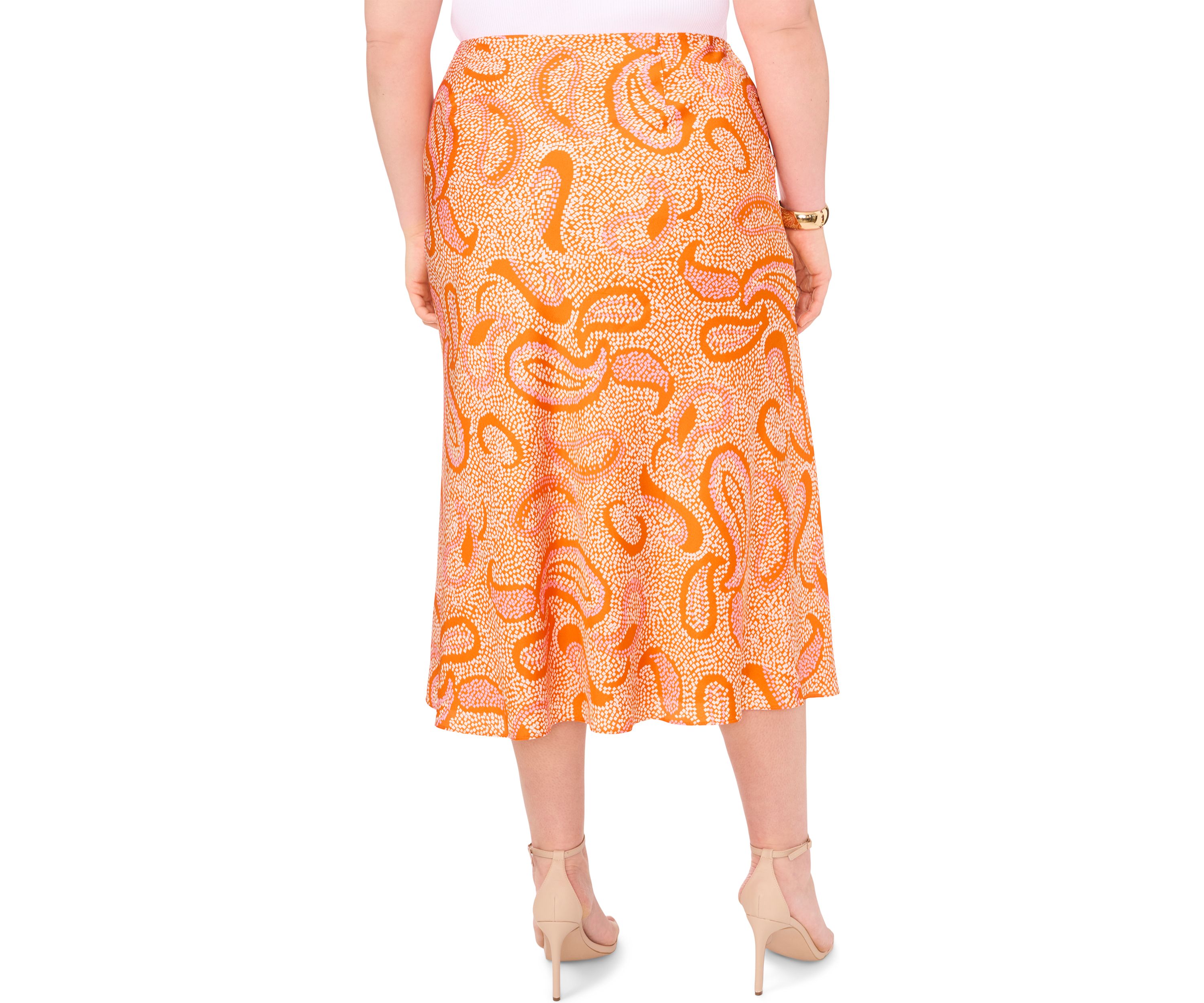 Plus Size Paisley Printed Midi Skirt