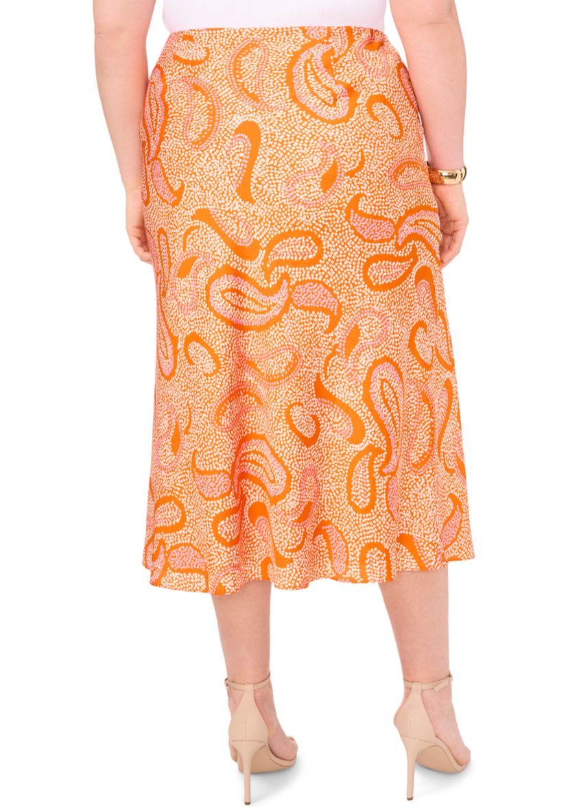 Plus Size Paisley Printed Midi Skirt