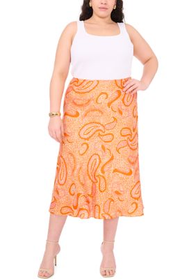 Plus Paisley Printed Midi Skirt