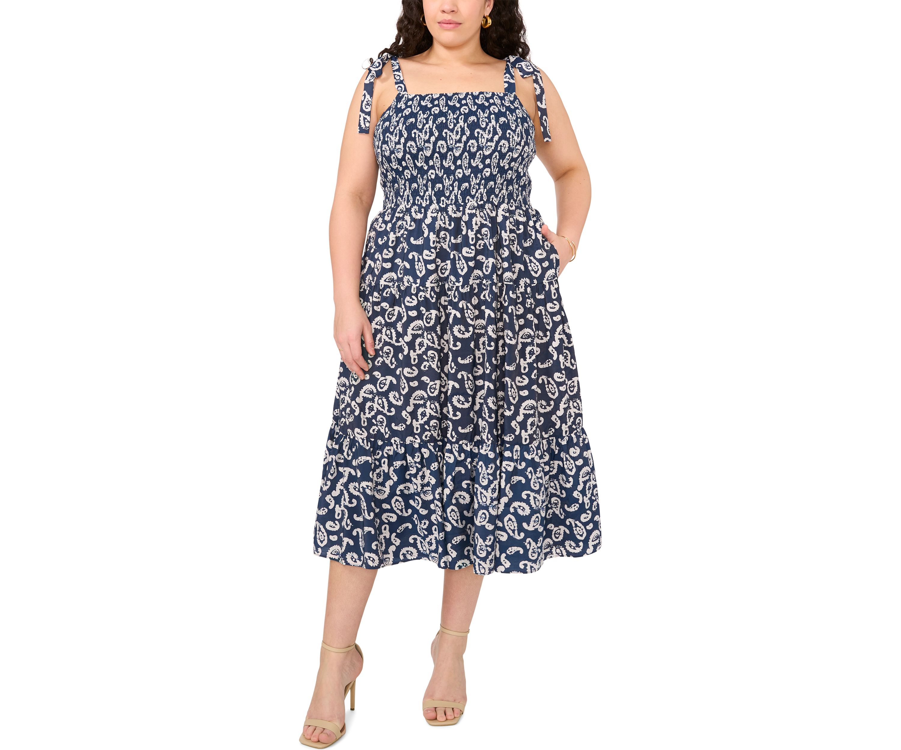 Plus Size Tie Shoulder Midi Dress