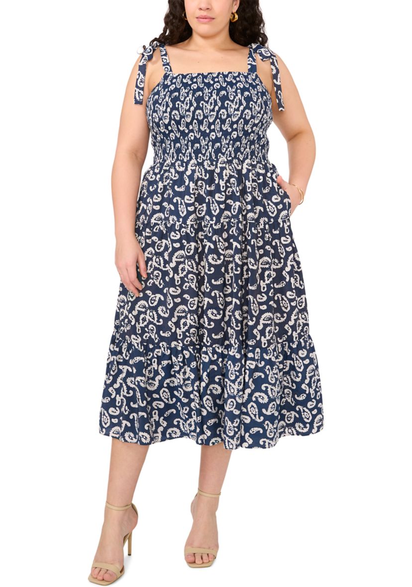 Plus Size Tie Shoulder Midi Dress