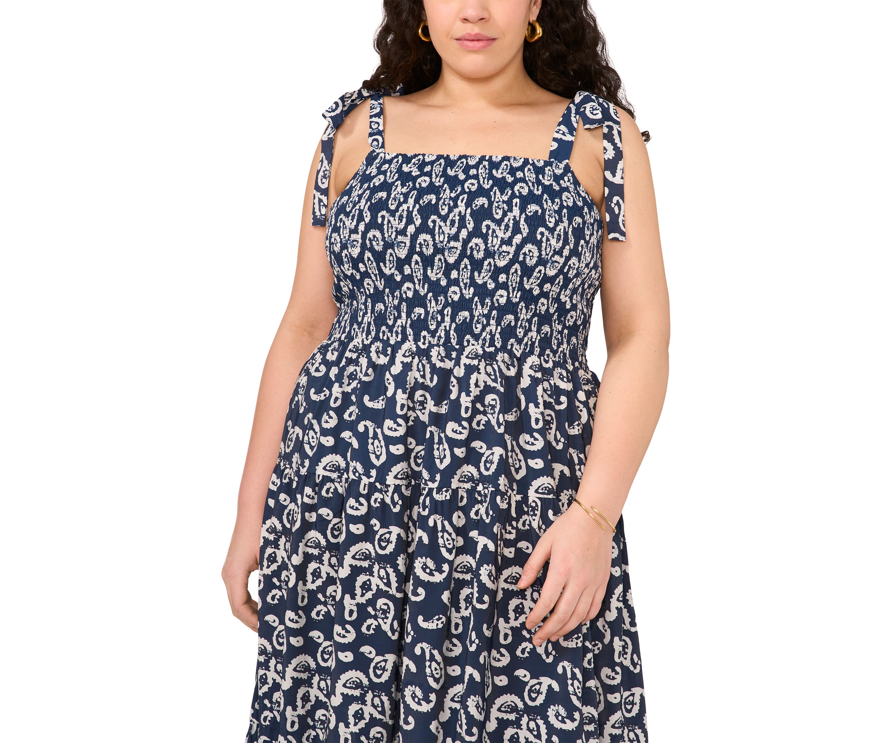 Plus Size Tie Shoulder Midi Dress