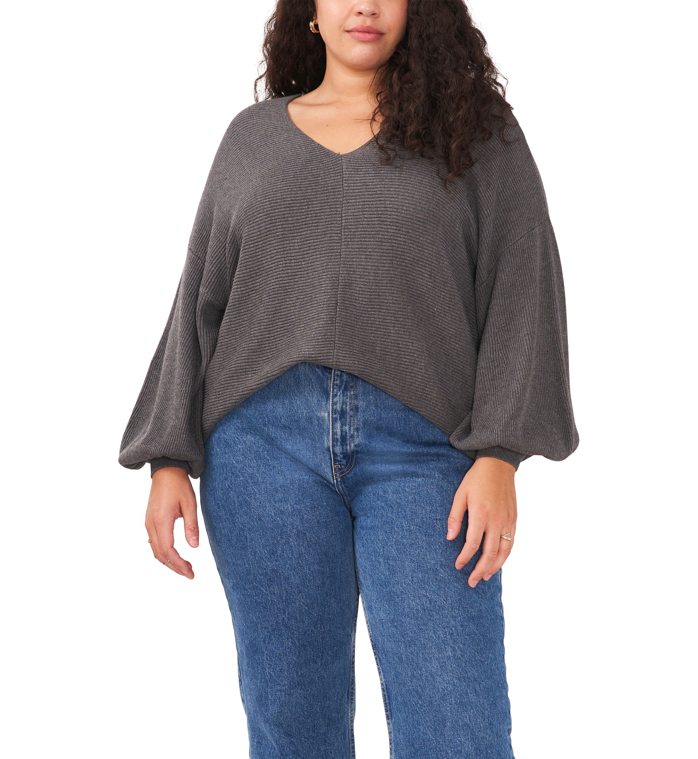 Plus Size Balloon Sleeve Sweater 