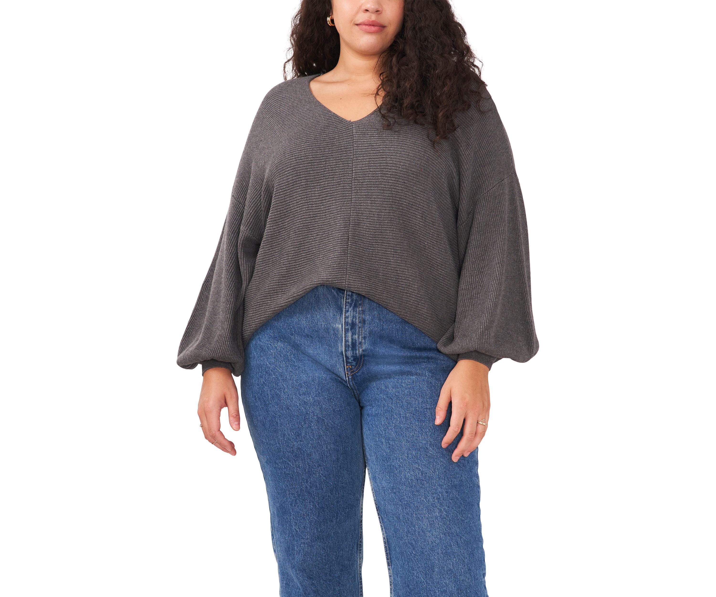 Plus Size Balloon Sleeve Sweater 