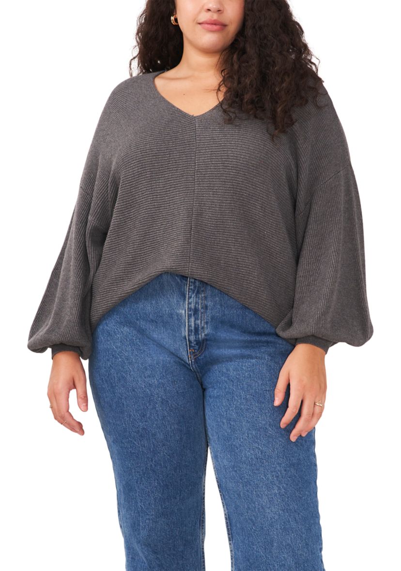 Plus Size Balloon Sleeve Sweater 