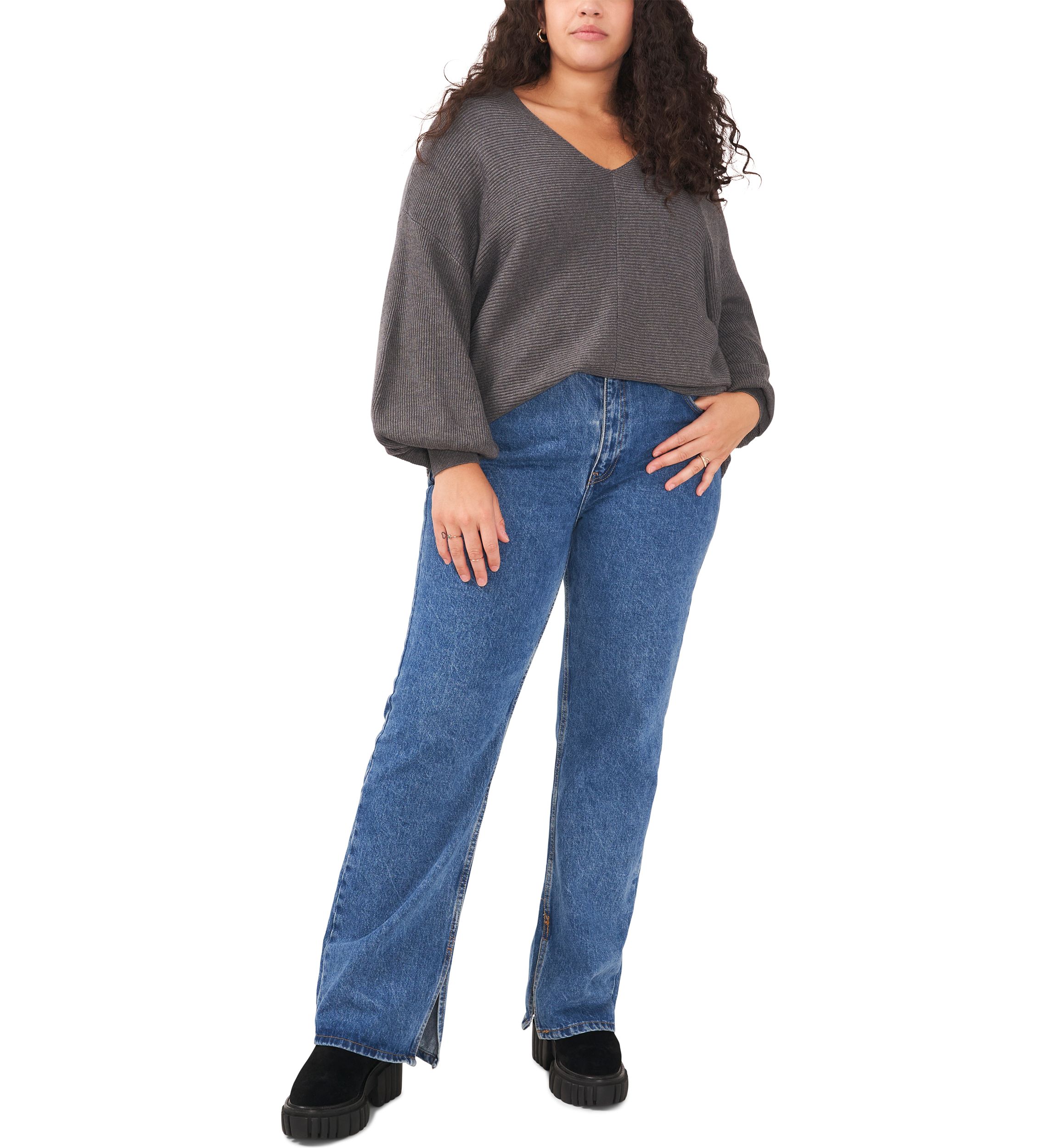 Plus Size Balloon Sleeve Sweater 