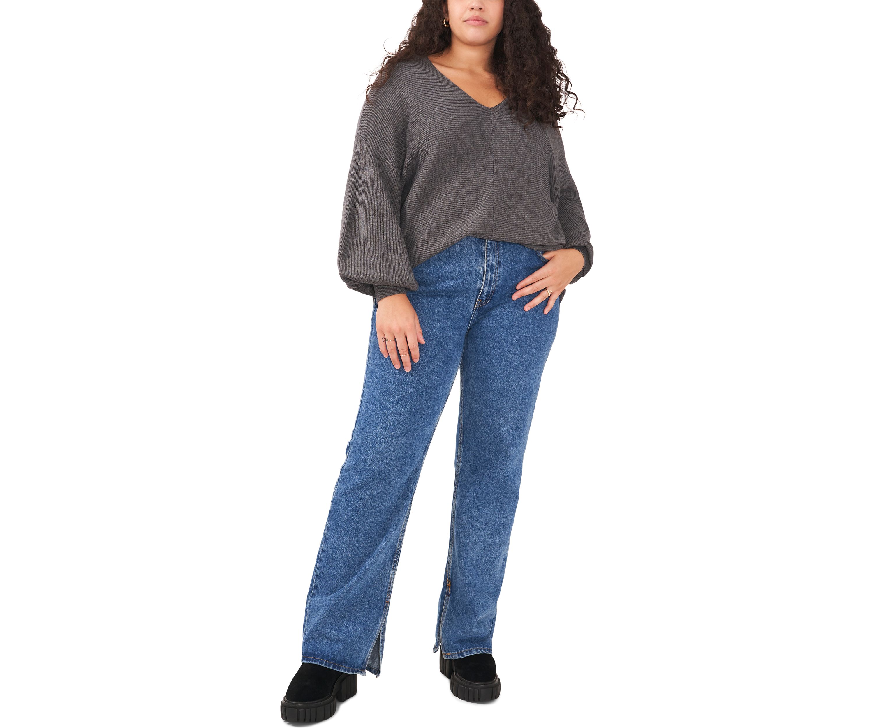 Plus Size Balloon Sleeve Sweater 