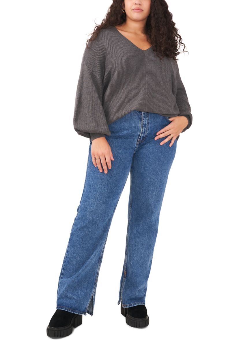 Plus Size Balloon Sleeve Sweater 