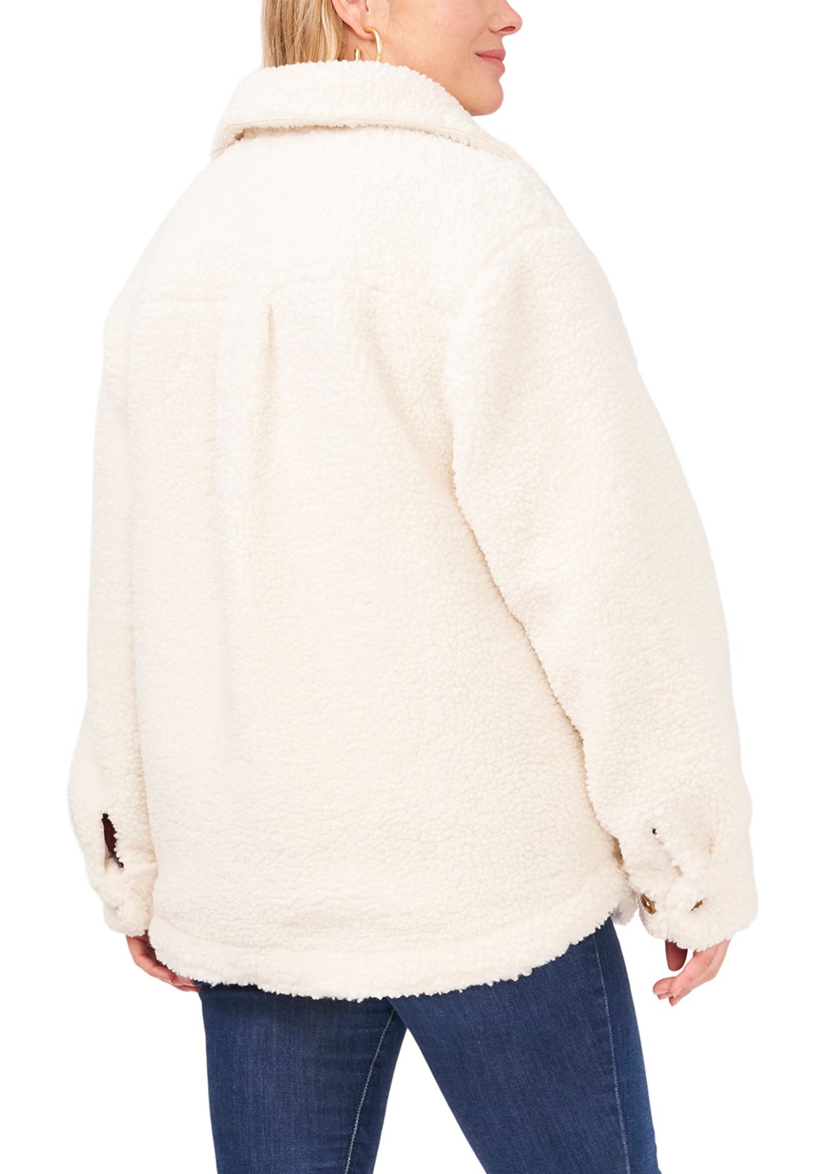 Plus Size Front Pocket Collared Jacket 