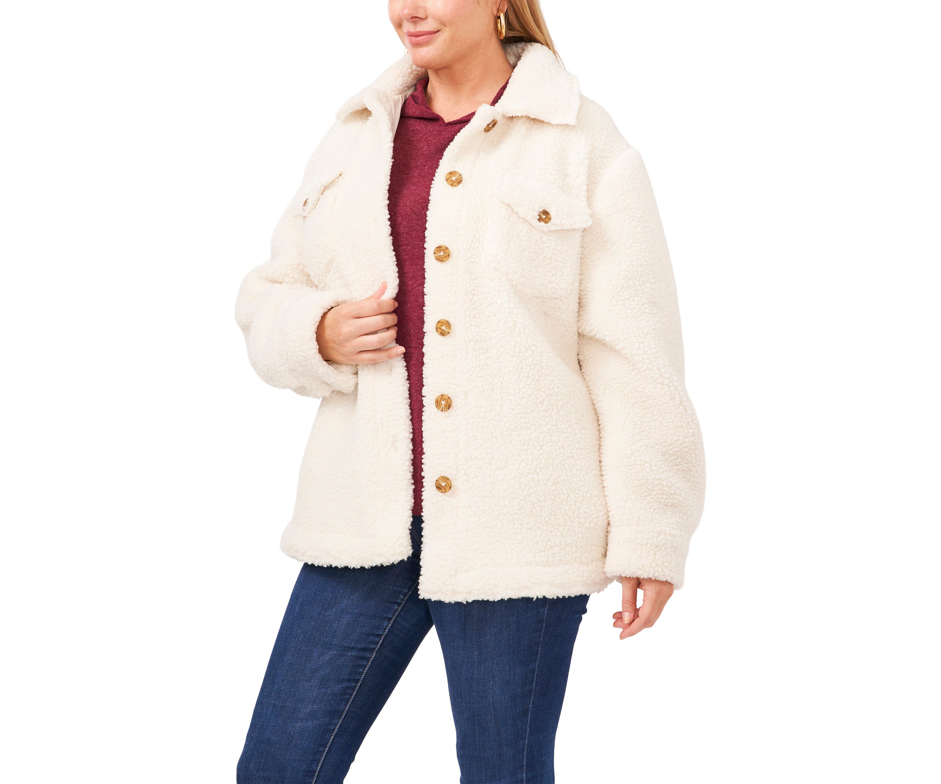 Plus Size Front Pocket Collared Jacket 