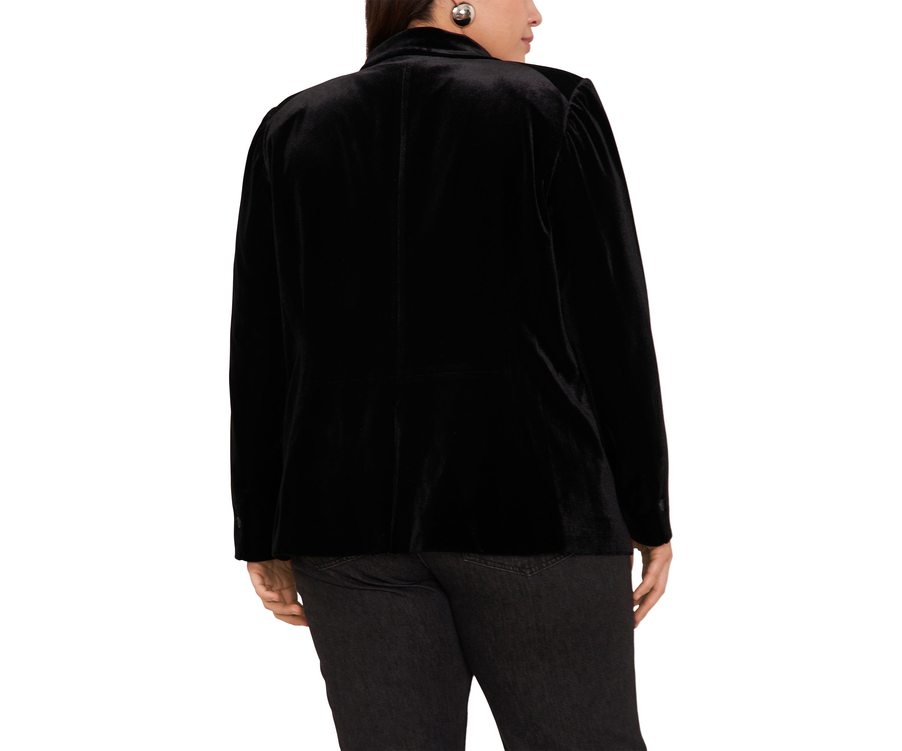 Plus Size Classic Velvet One-Button Blazer 