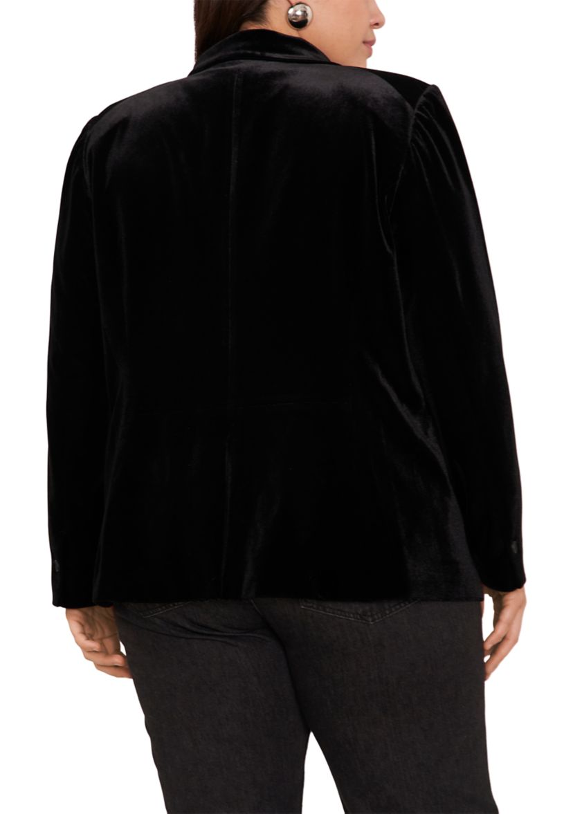 Plus Size Classic Velvet One-Button Blazer 