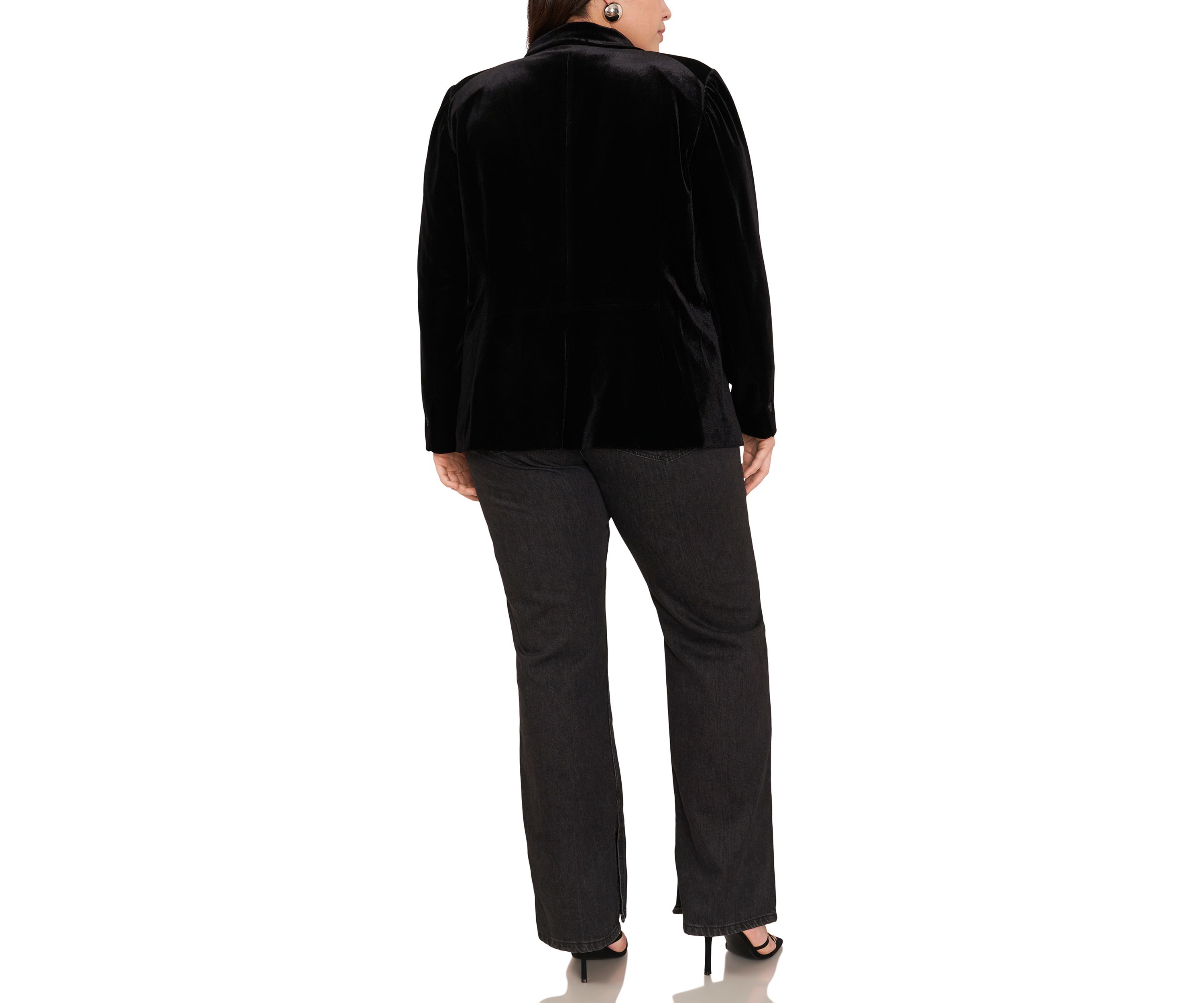 Plus Size Classic Velvet One-Button Blazer 