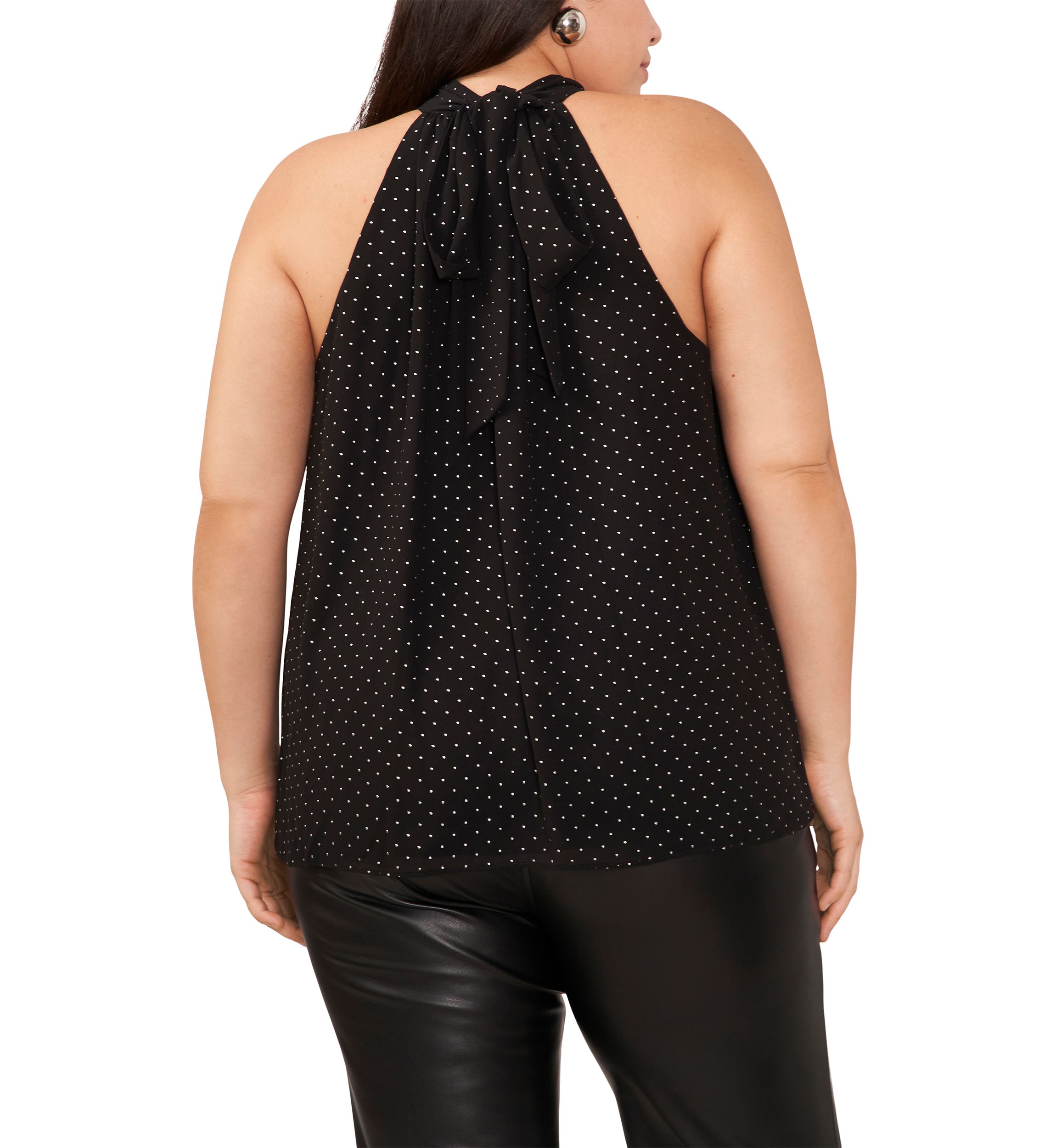 Plus Size Sleeveless Nailhead Halter Top 